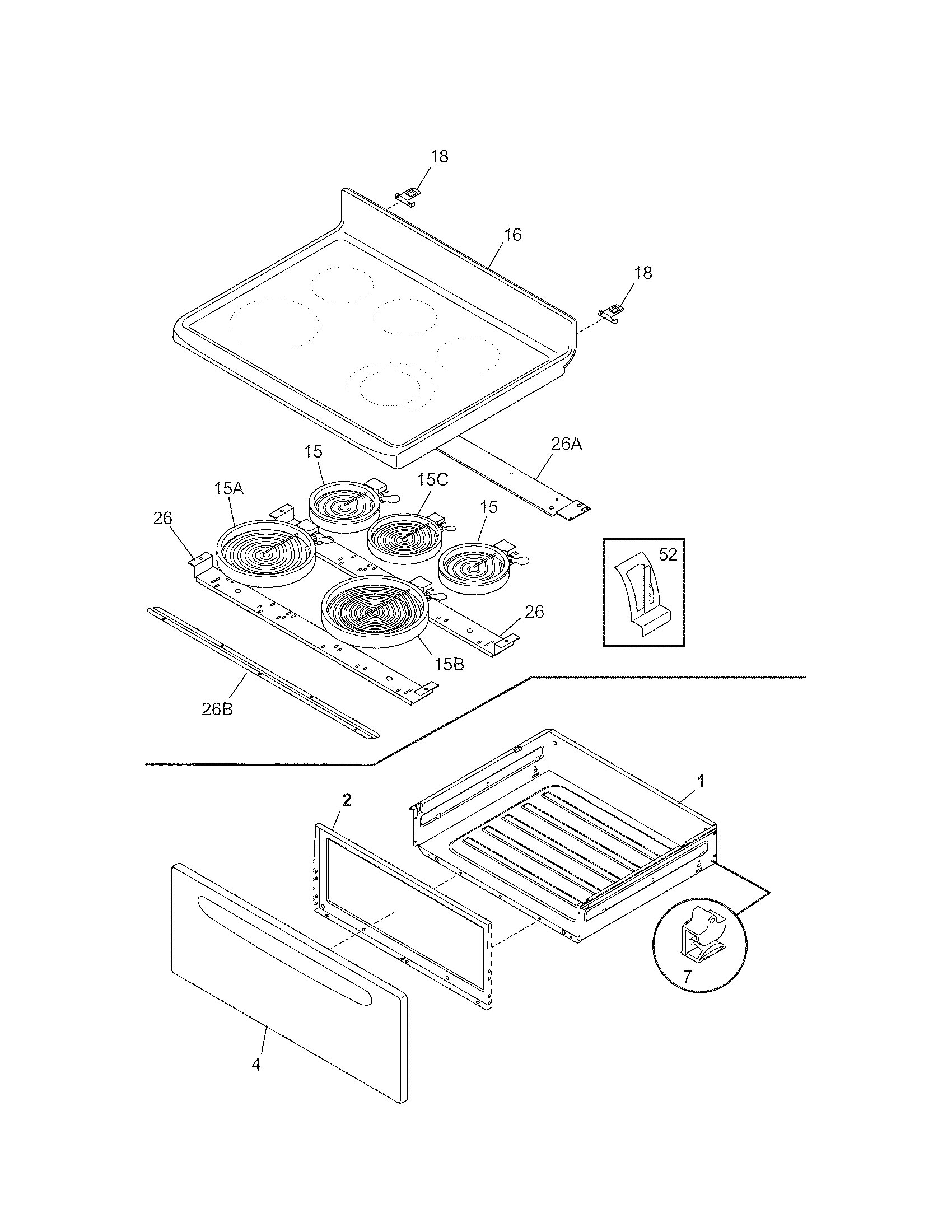 Kenmore 79096214408 top/drawer diagram
