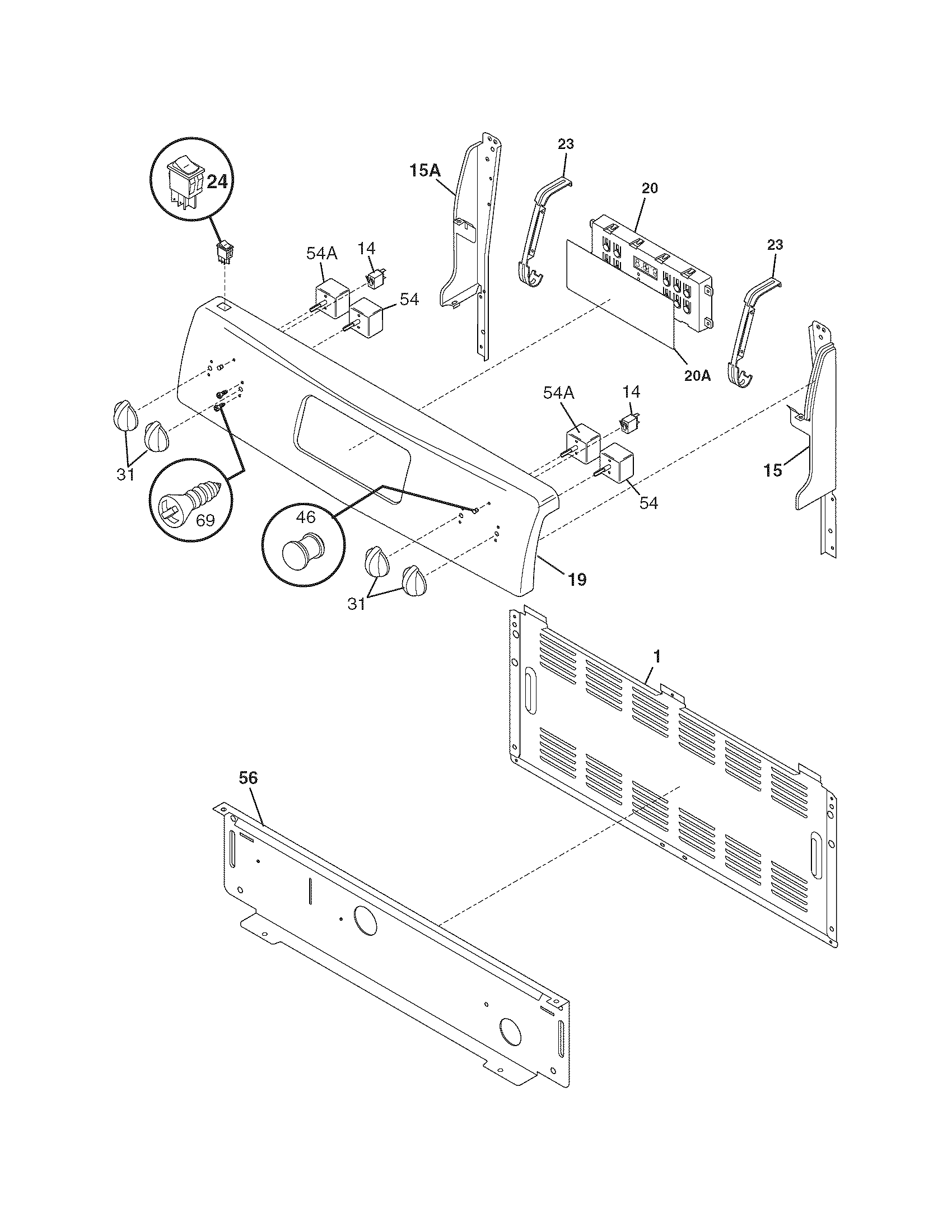 Frigidaire FEF366EMC backguard diagram