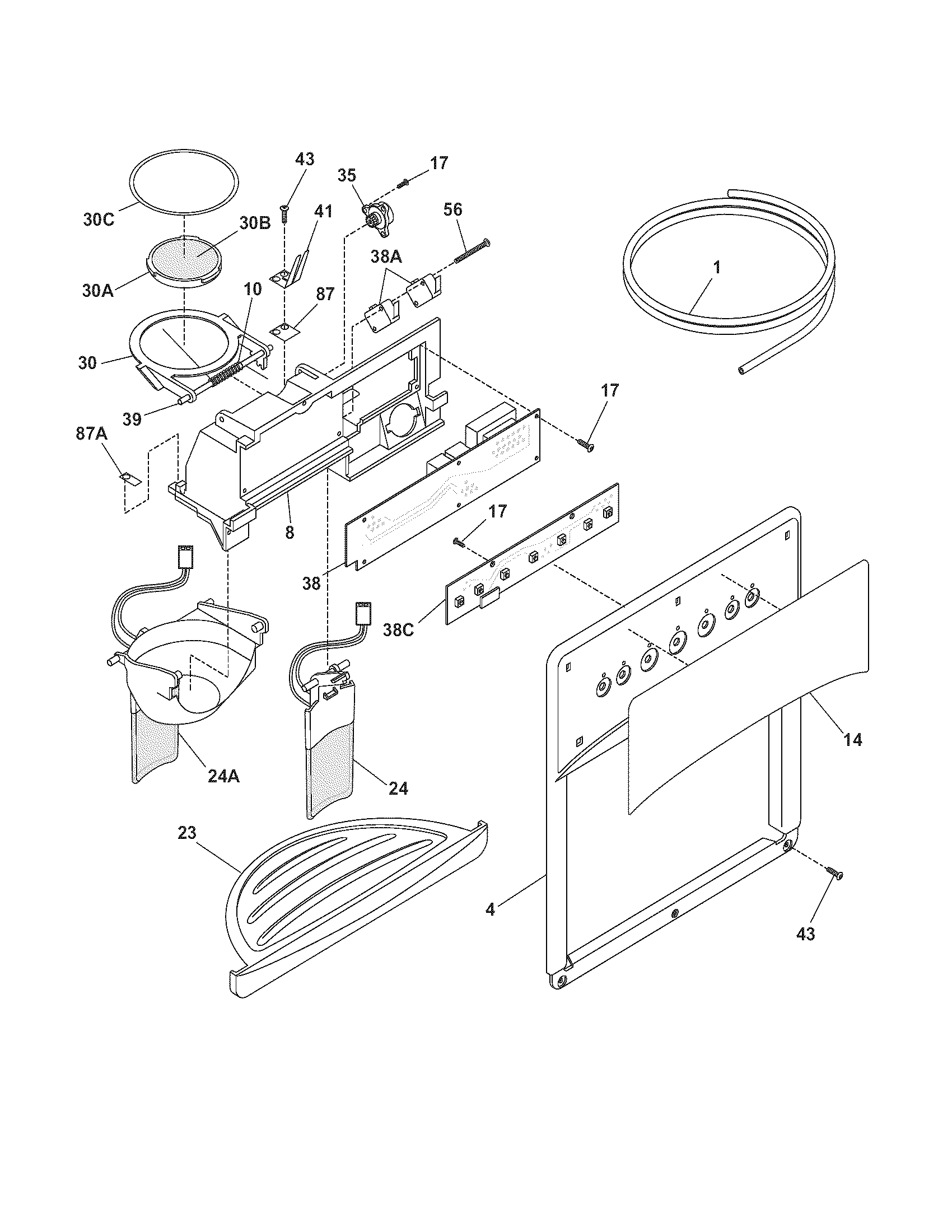 Kenmore 25354369406 ice & water dispenser diagram