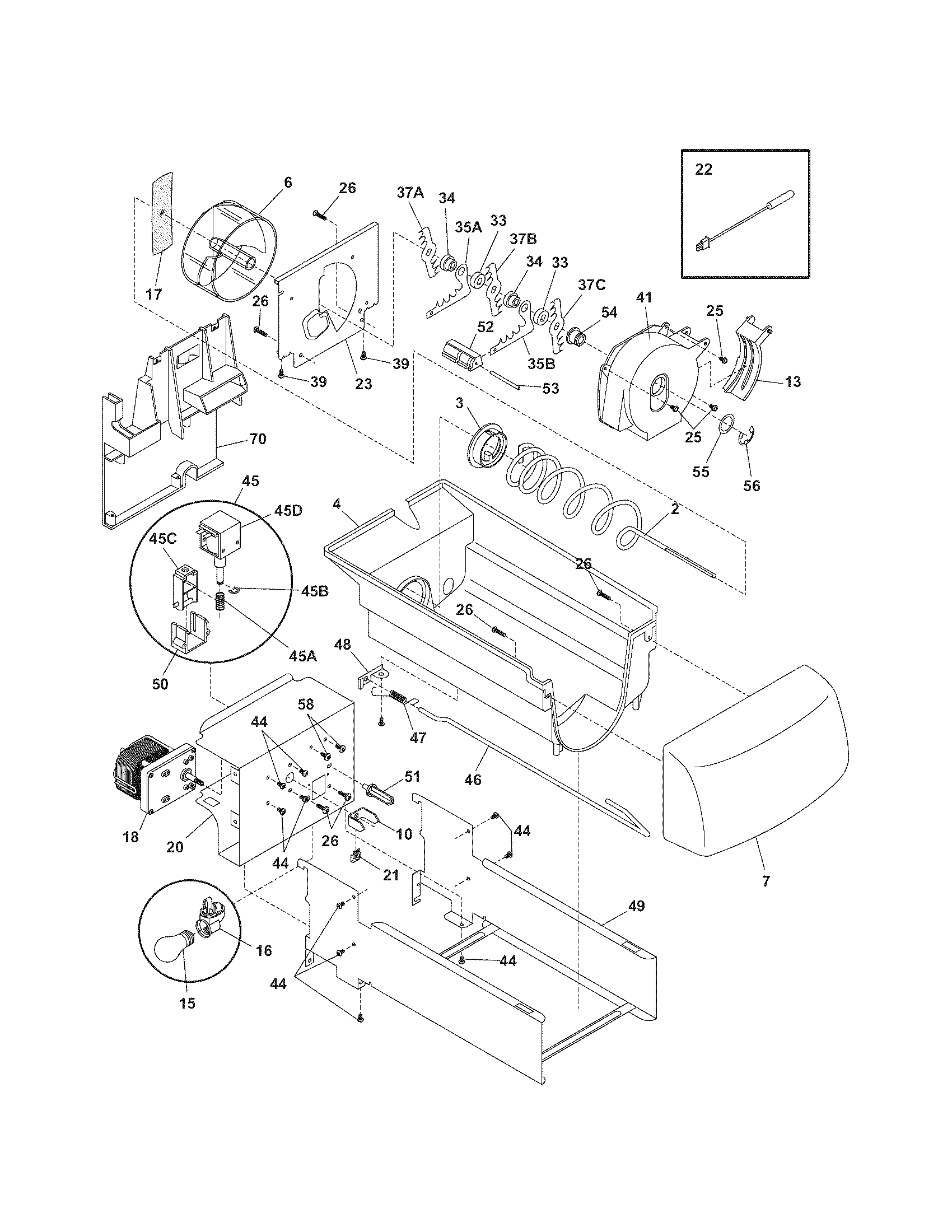 Kenmore 25354369406 ice container diagram