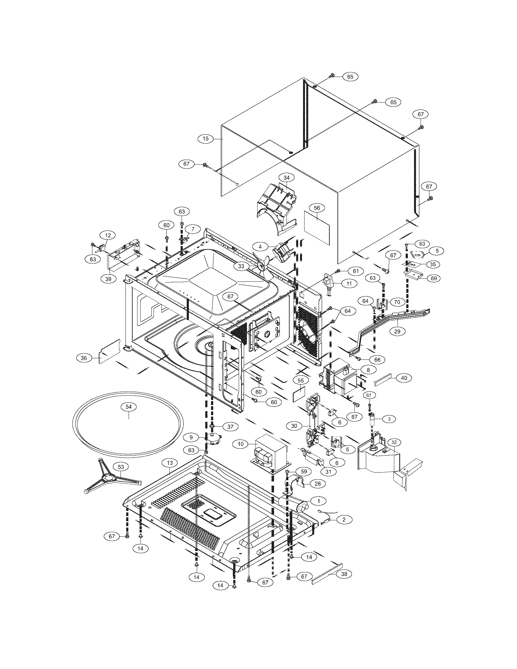 Frigidaire GLMB209DQB oven/cabinet diagram