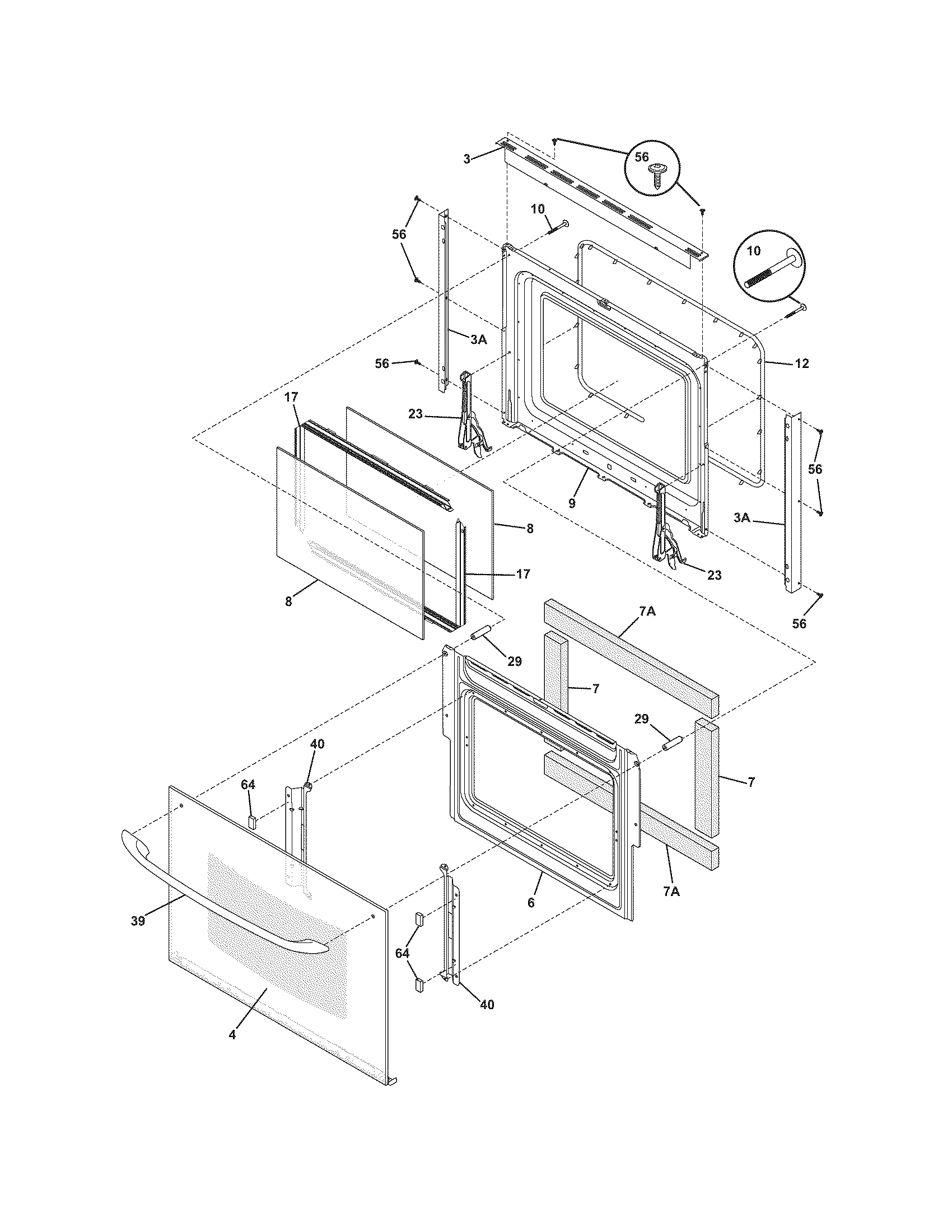Frigidaire CFES355EB2 door diagram