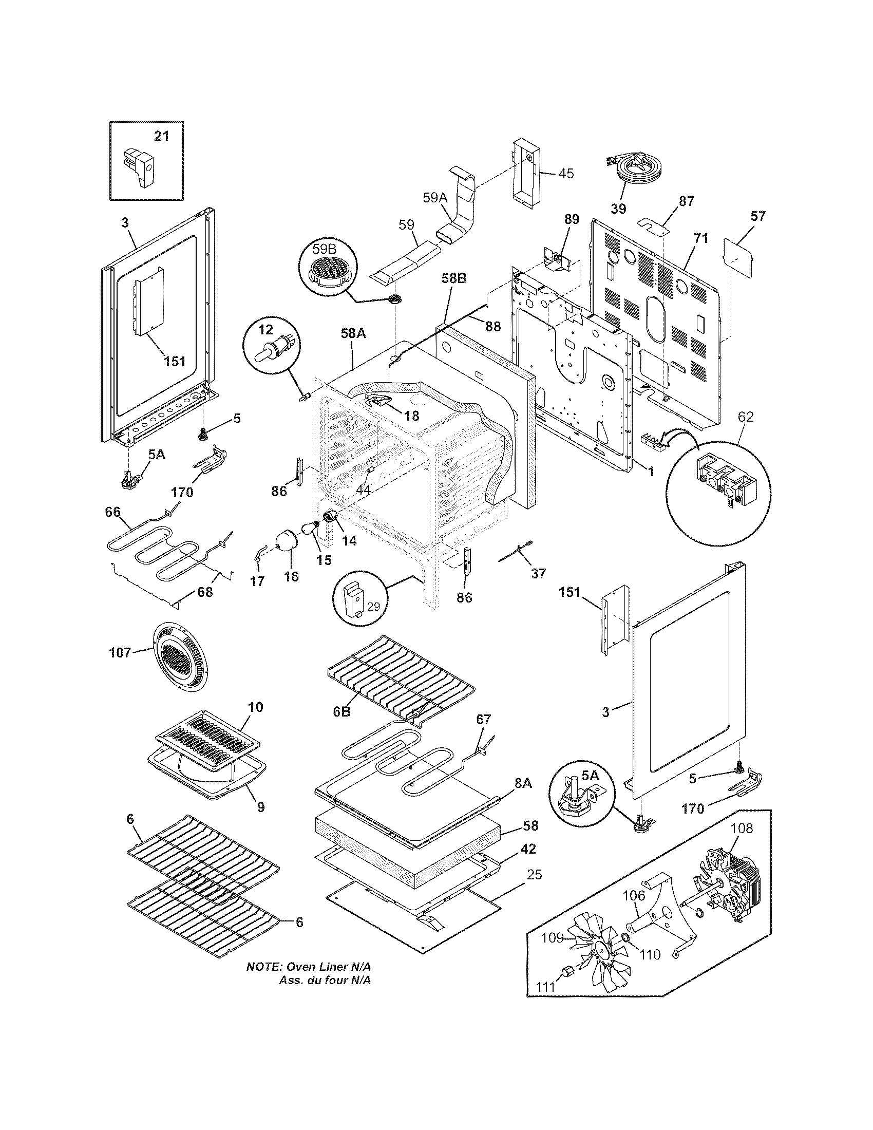 Frigidaire CGLEF379DBG body diagram