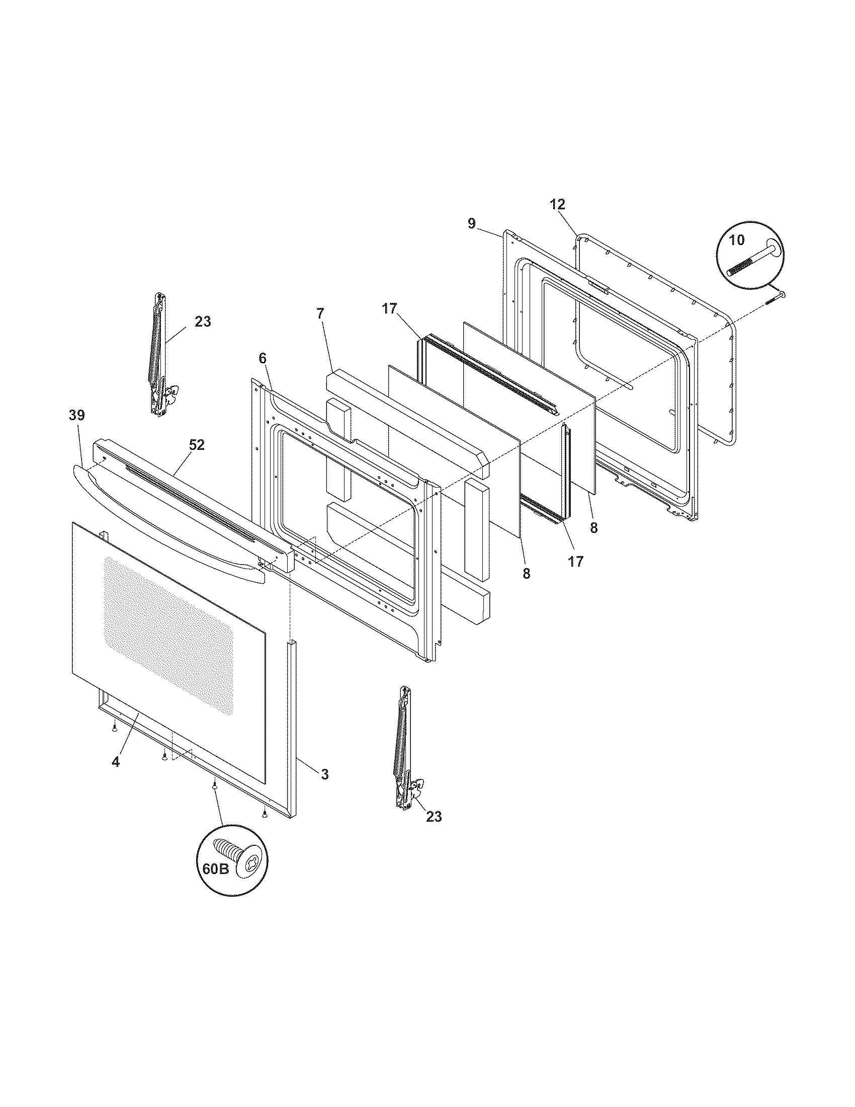 Frigidaire CGLEF379DBG door diagram