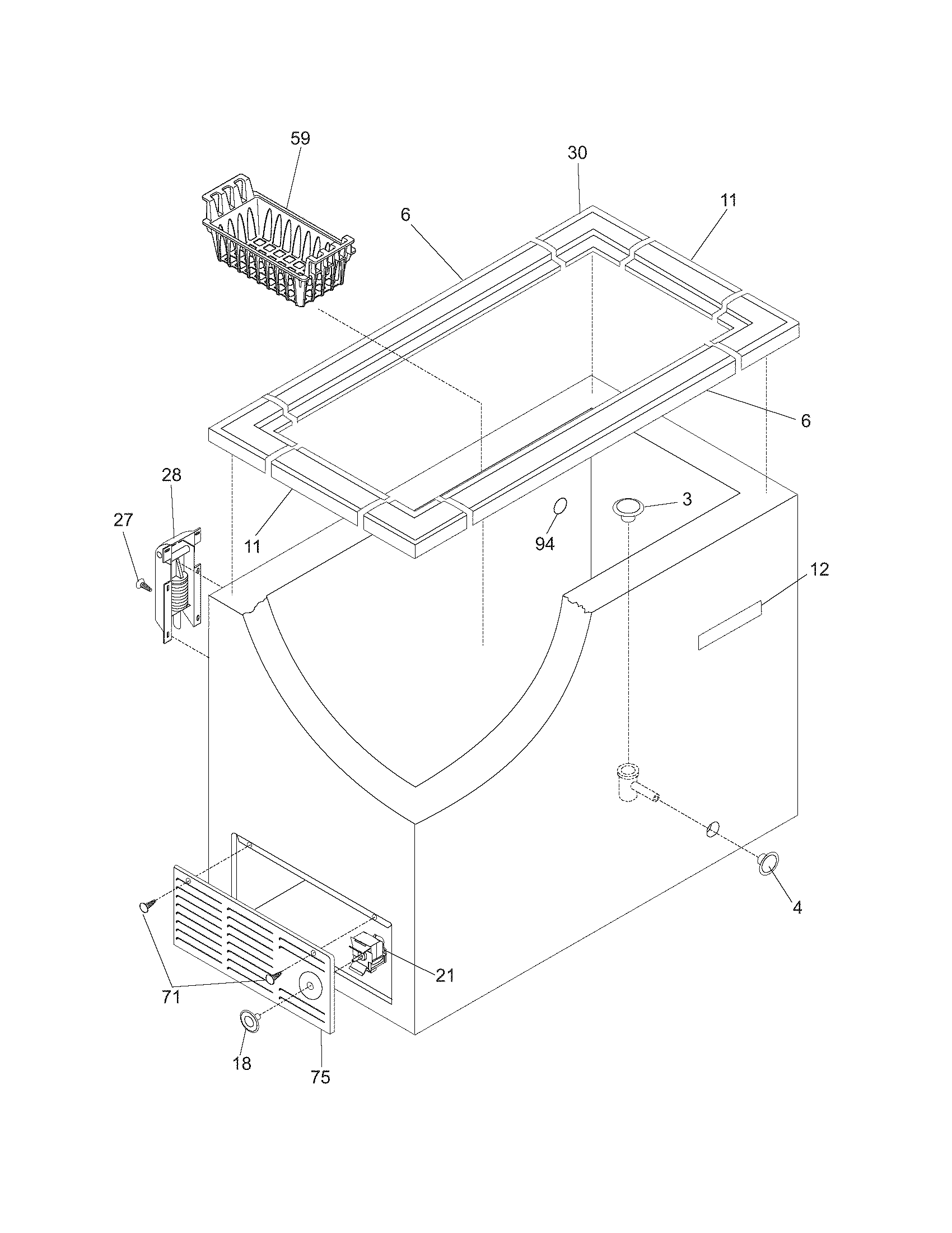 Frigidaire FFC07K0DW4 cabinet diagram