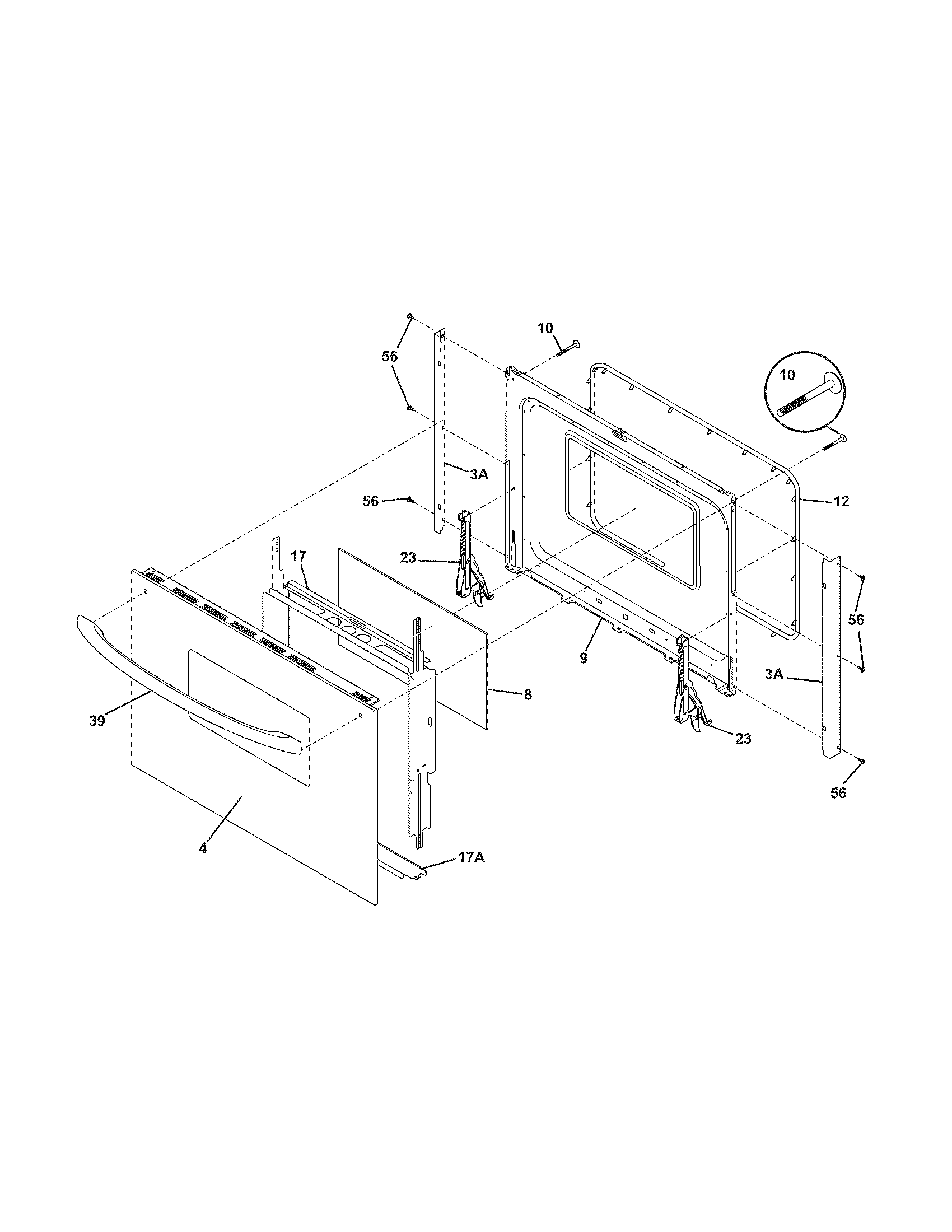 Frigidaire FED300ESB door diagram