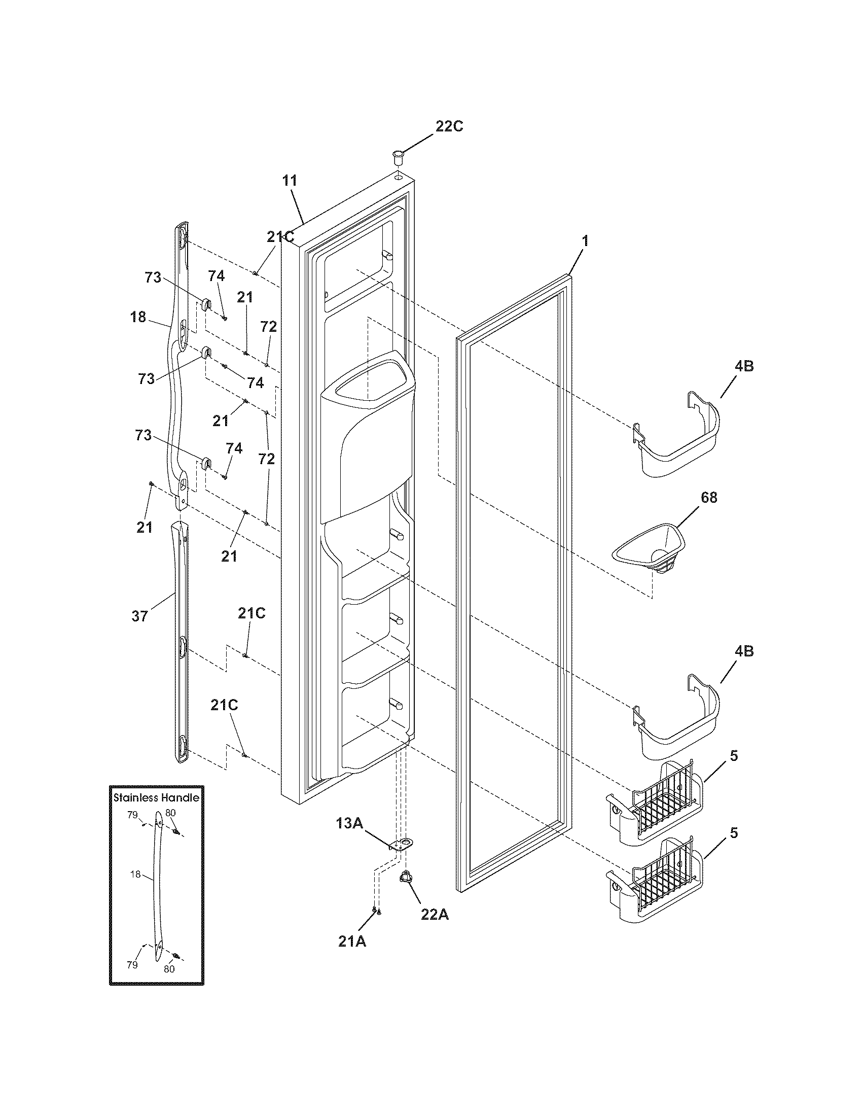 Frigidaire FLSC238DB2 freezer door diagram