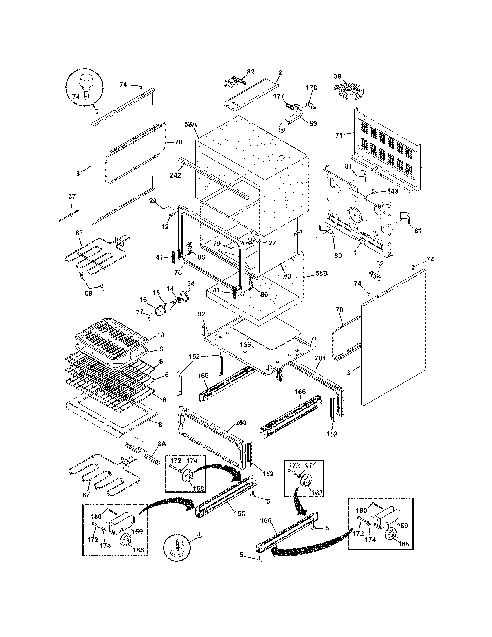 Frigidaire BFEF374EB2 body diagram