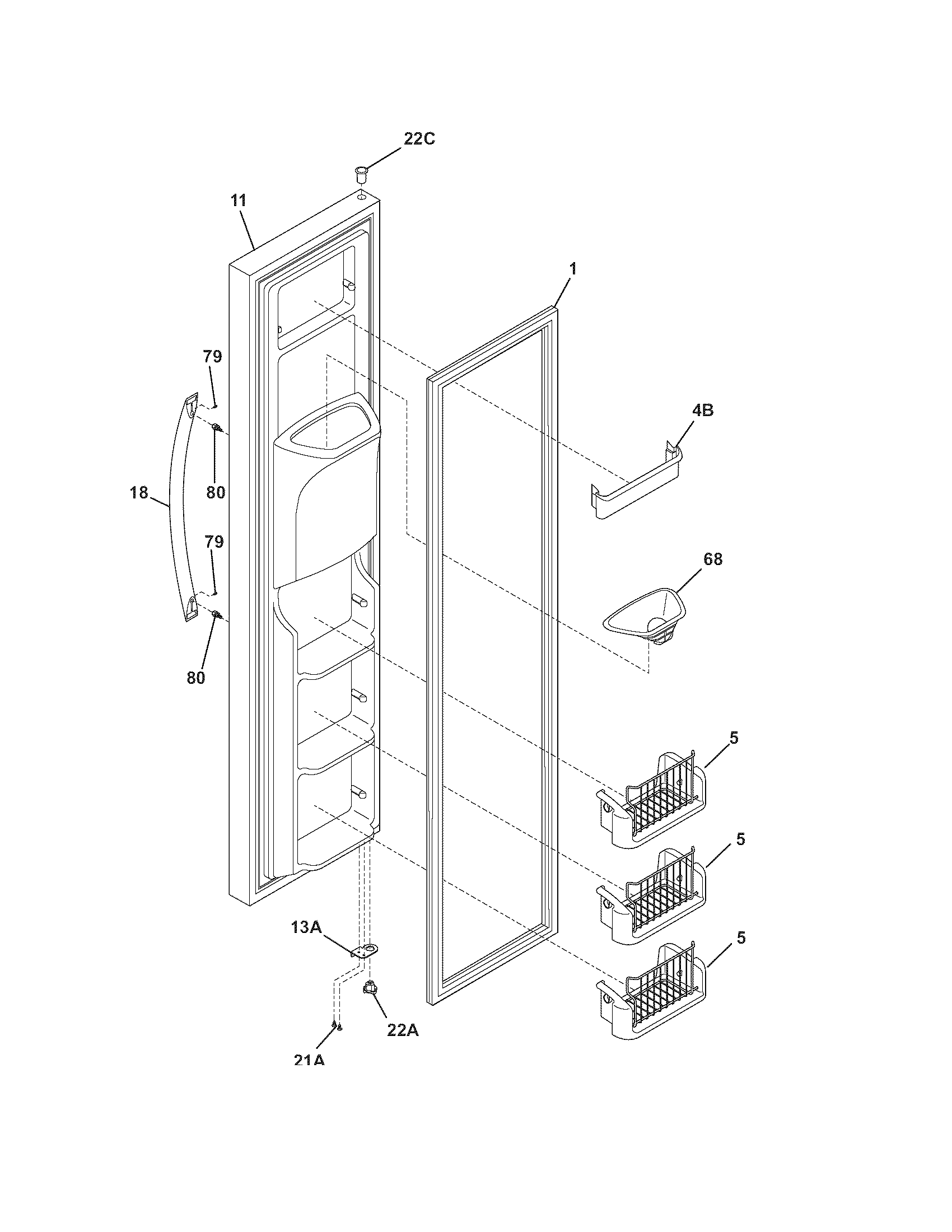Electrolux E23CS78ESS0 freezer door diagram