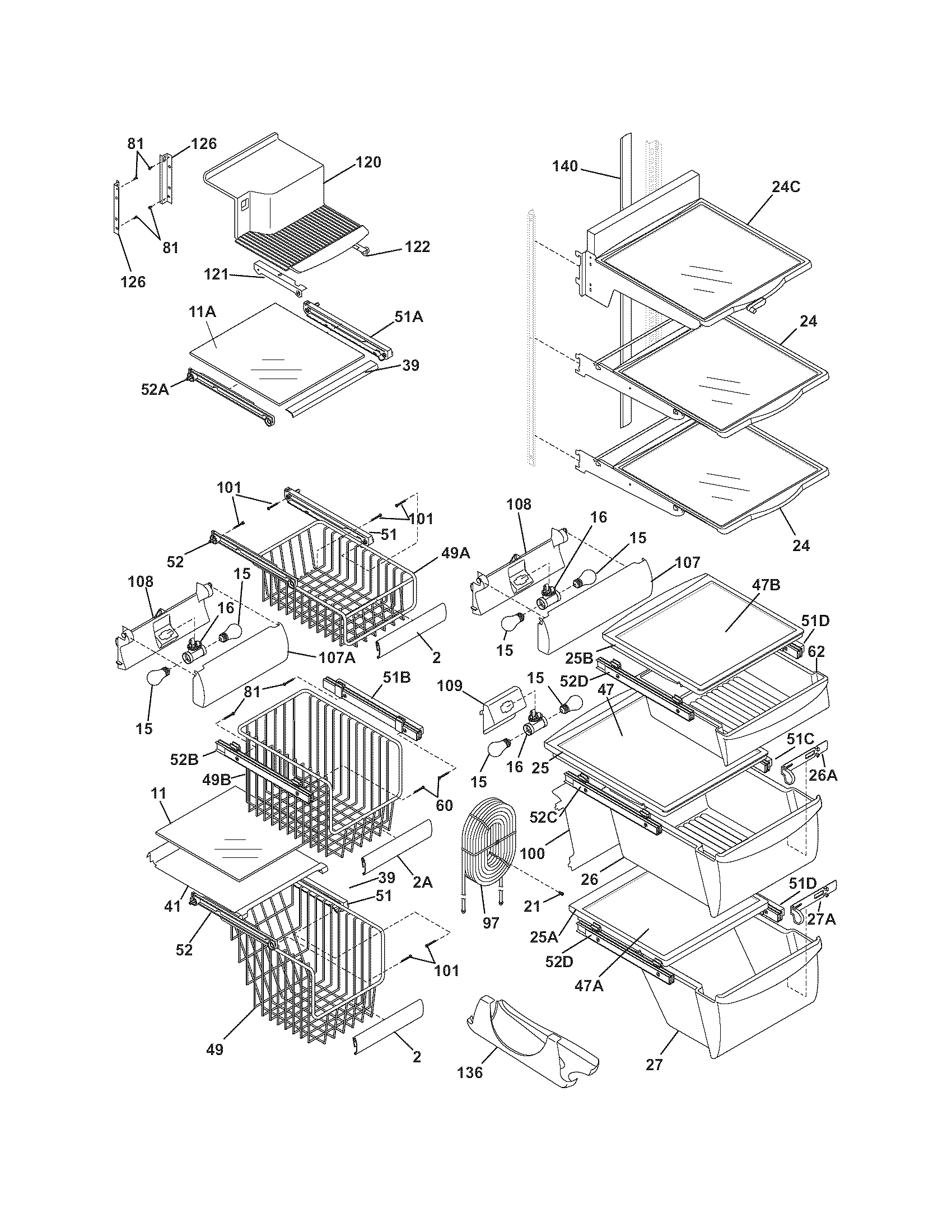 Electrolux E23CS78ESS0 shelves diagram