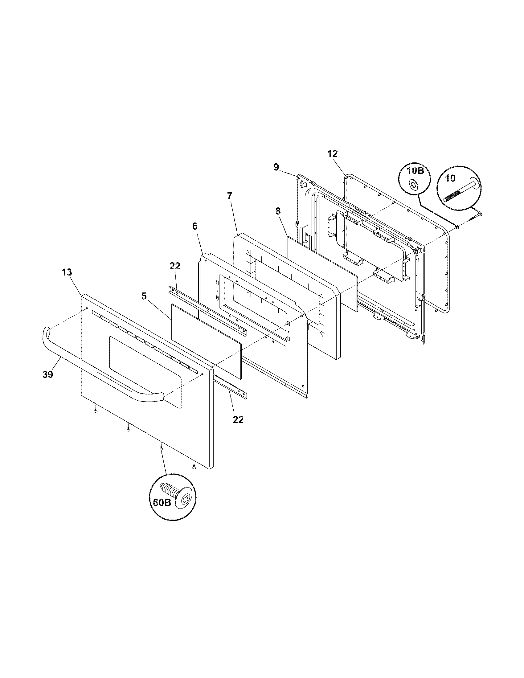 Frigidaire FEF326FSA door diagram