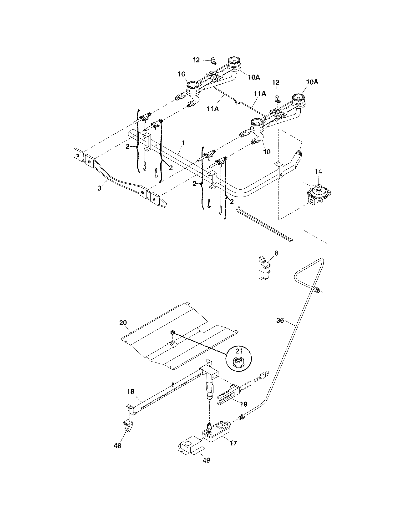 Frigidaire CFGF316DSD burner diagram