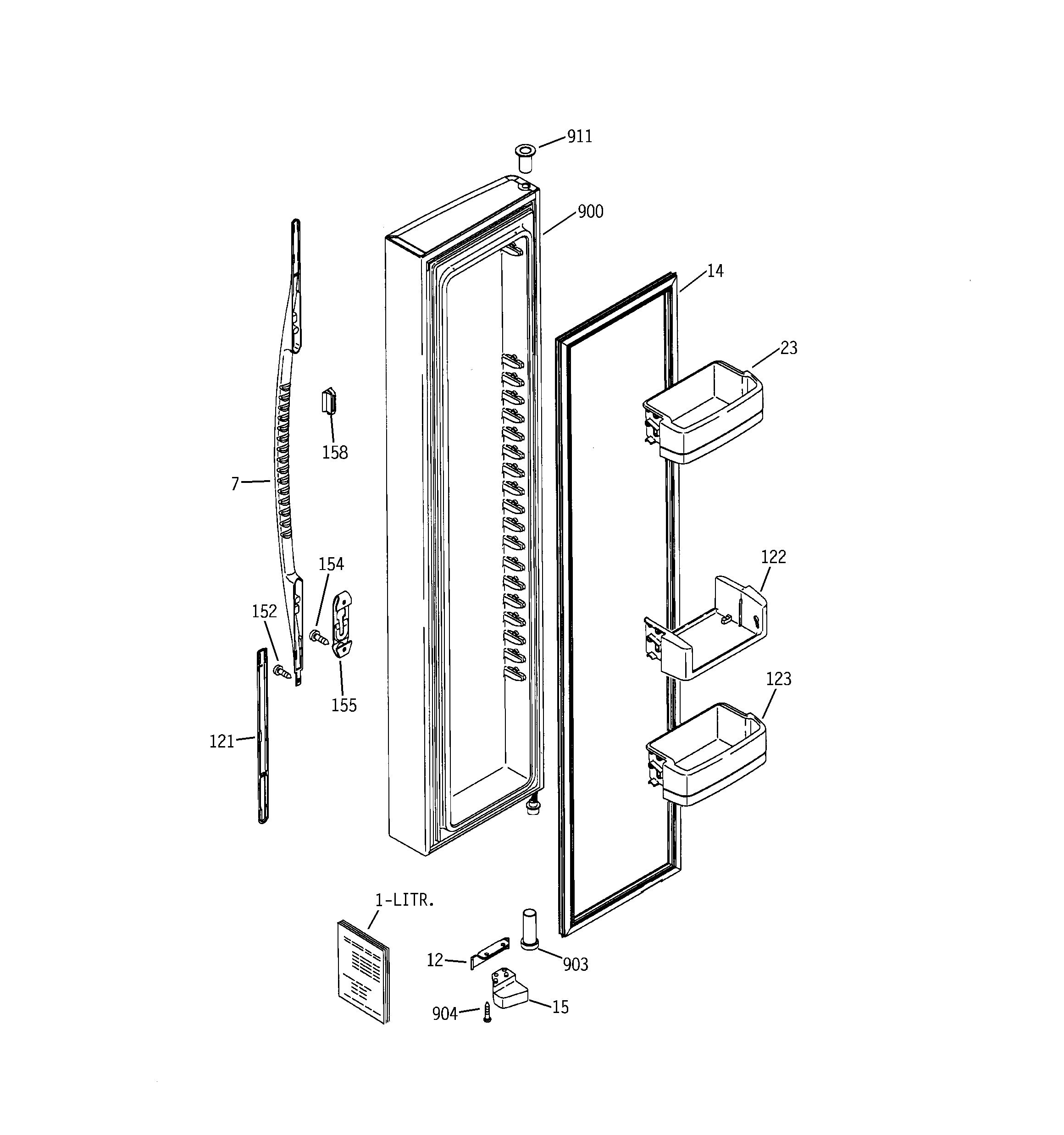 RCA RSK25LASACCC freezer door diagram