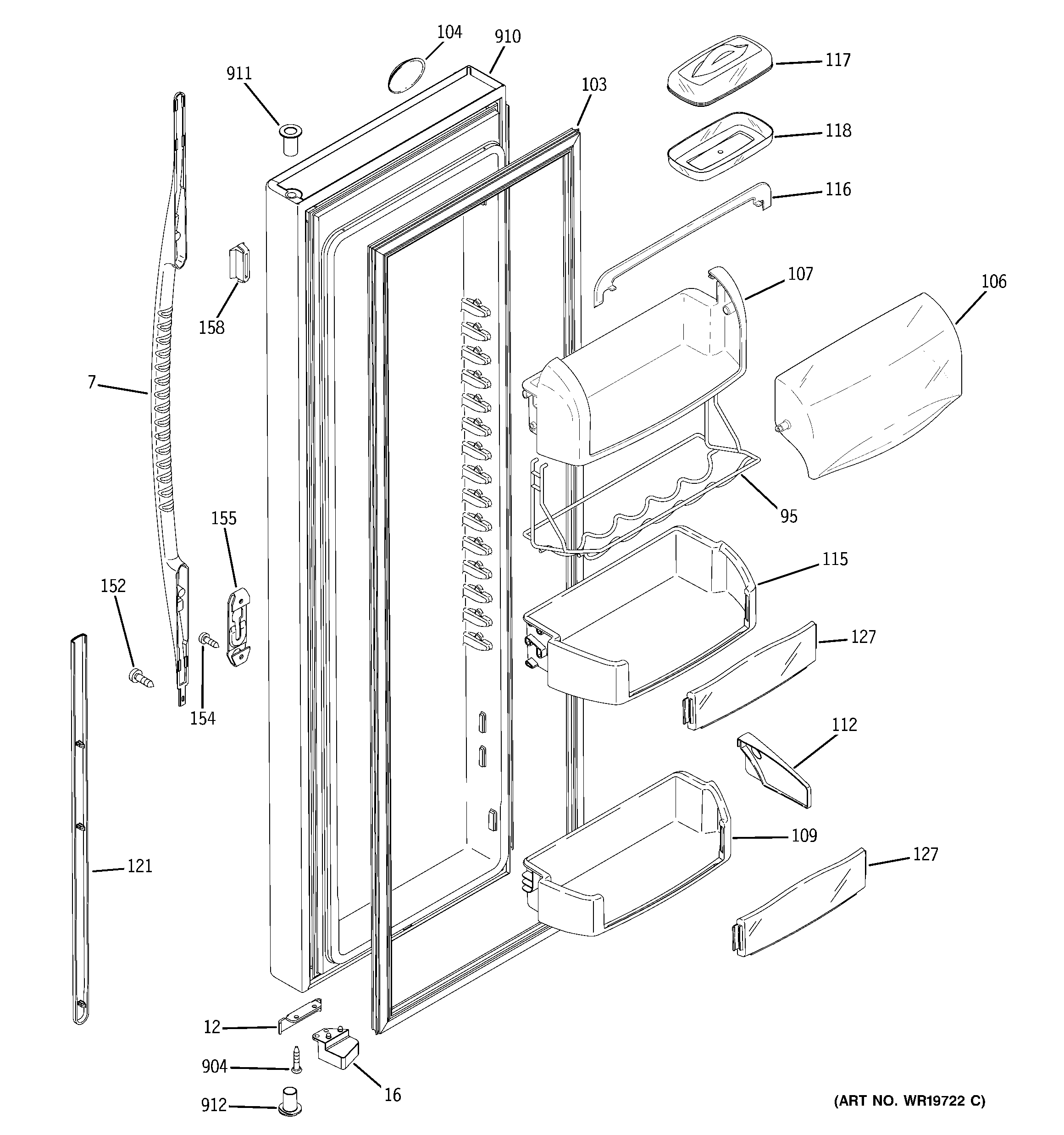 RCA RSK25LCMKCCC fresh food door diagram