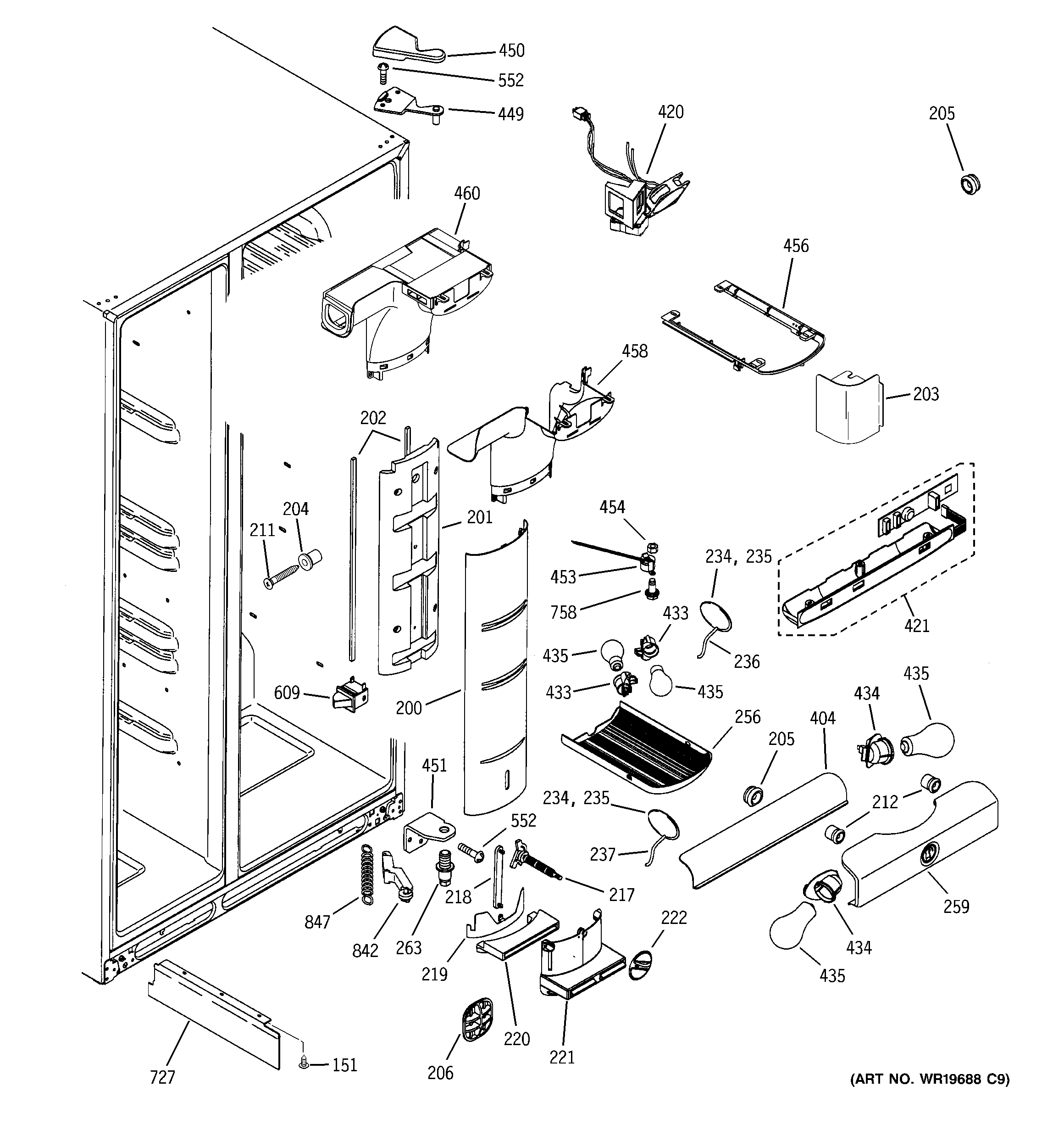RCA RSK25LCMKCCC fresh food section diagram