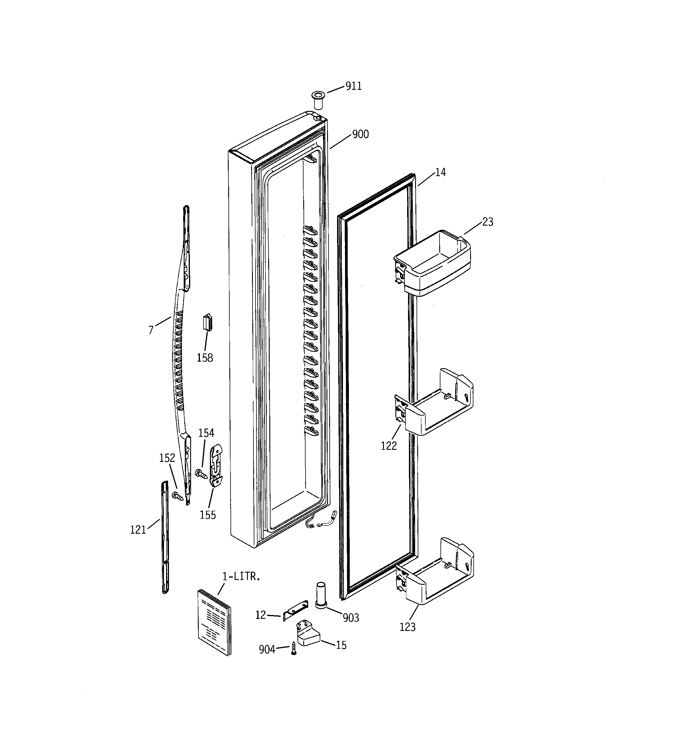 RCA RSK25LCSACCC freezer door diagram