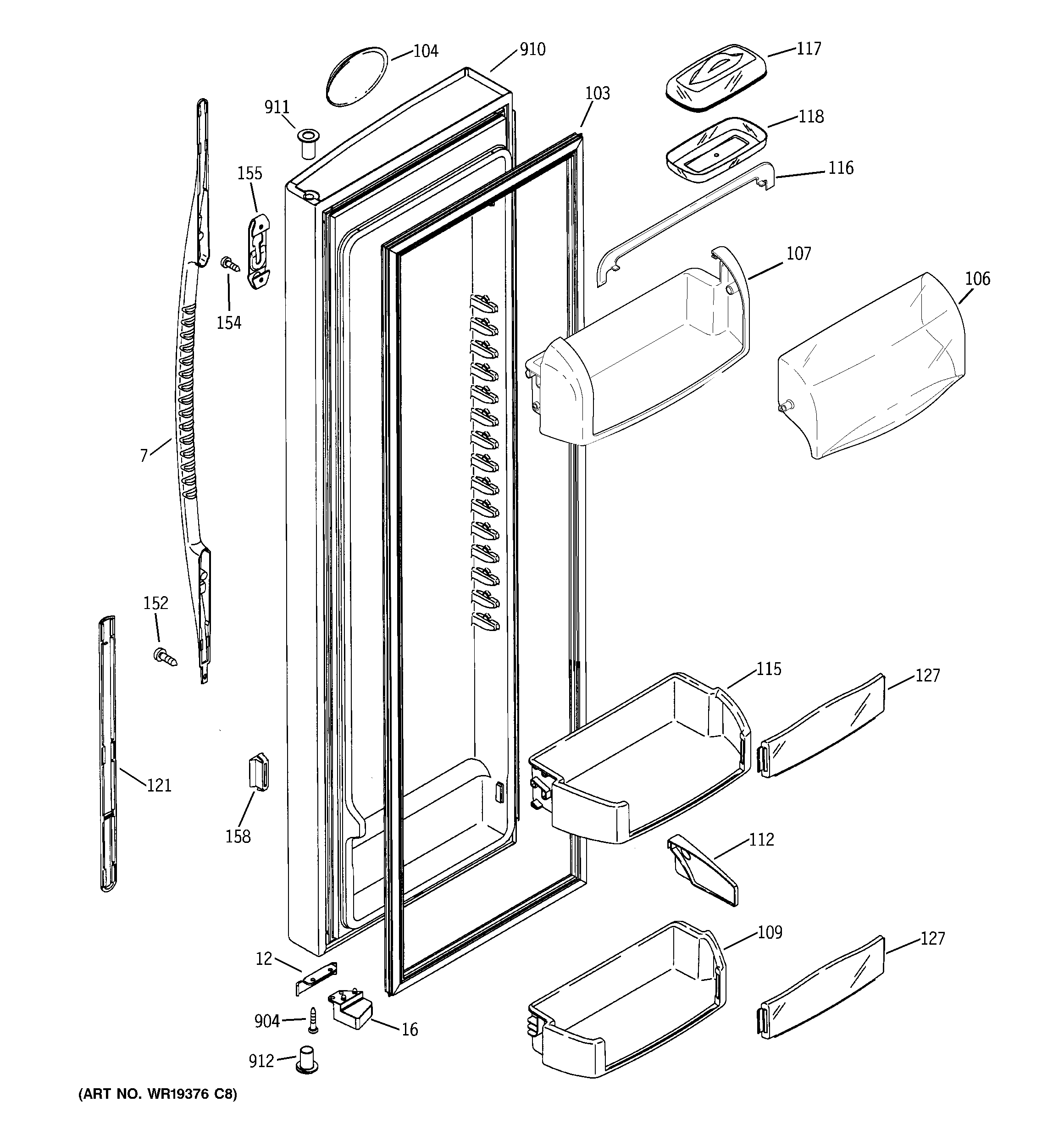 RCA RSK25LCSACCC fresh food door diagram