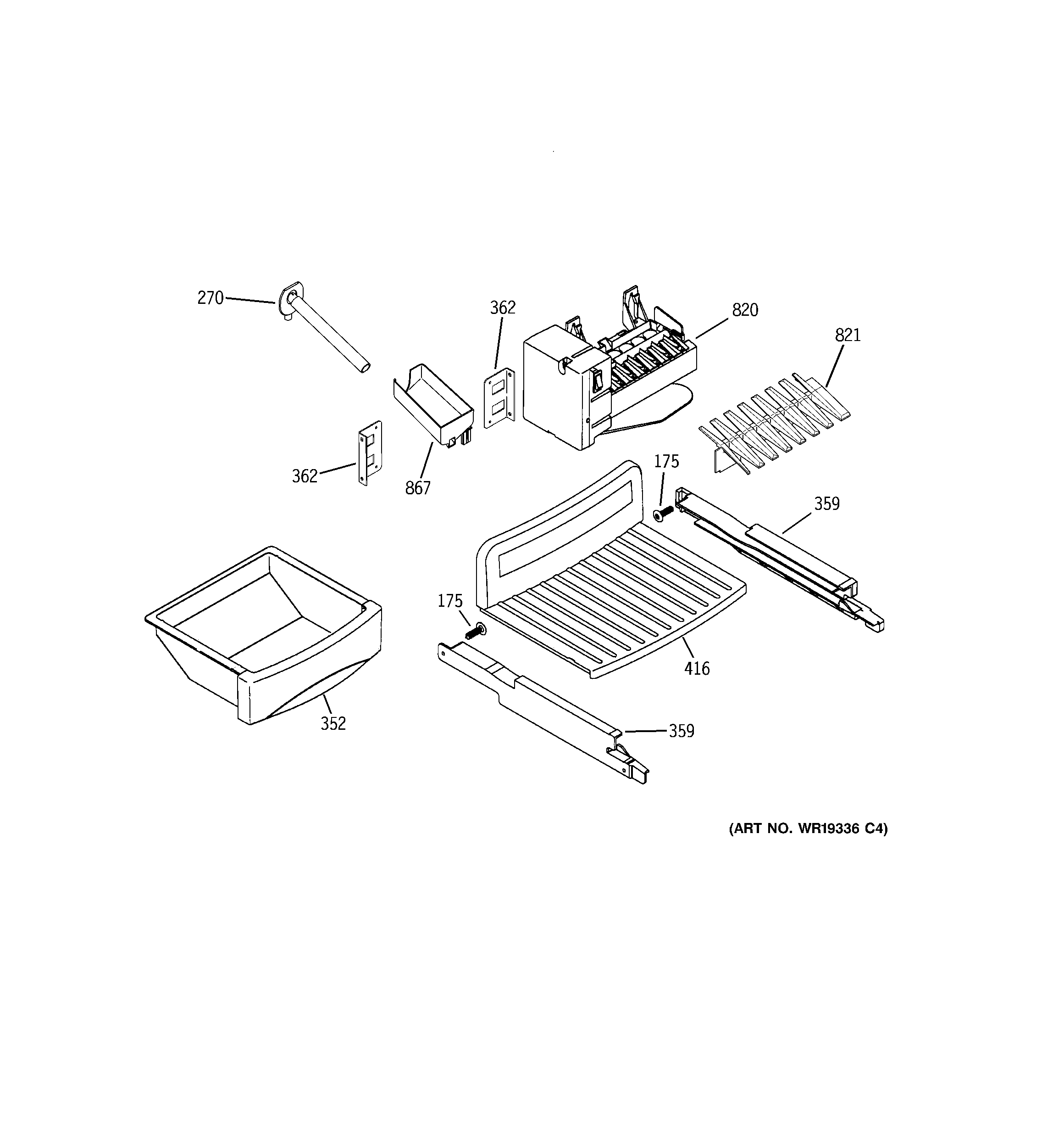 RCA RSK25LCSACCC ice maker & dispenser diagram