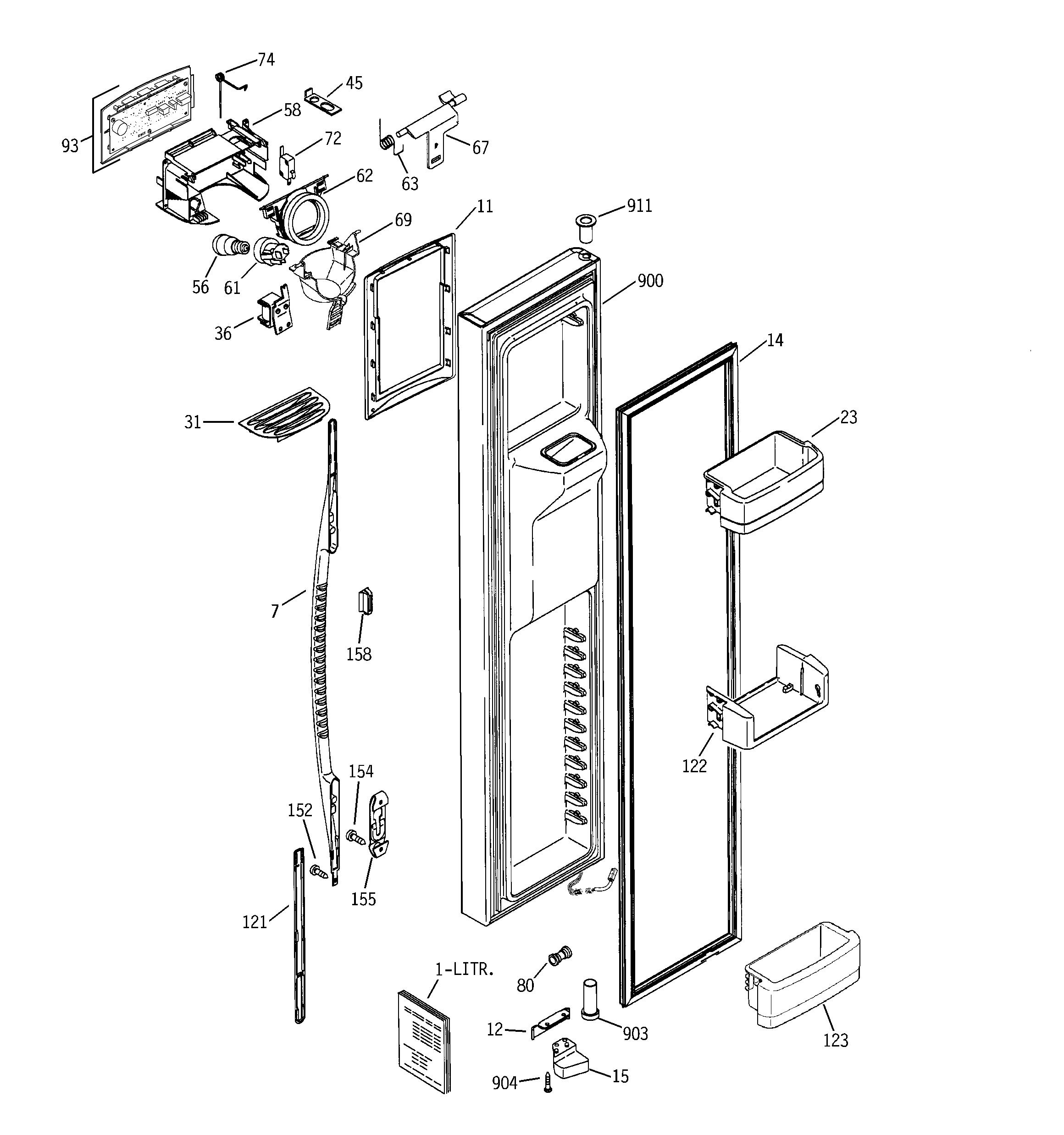 RCA RSK25MGSACCC freezer door diagram