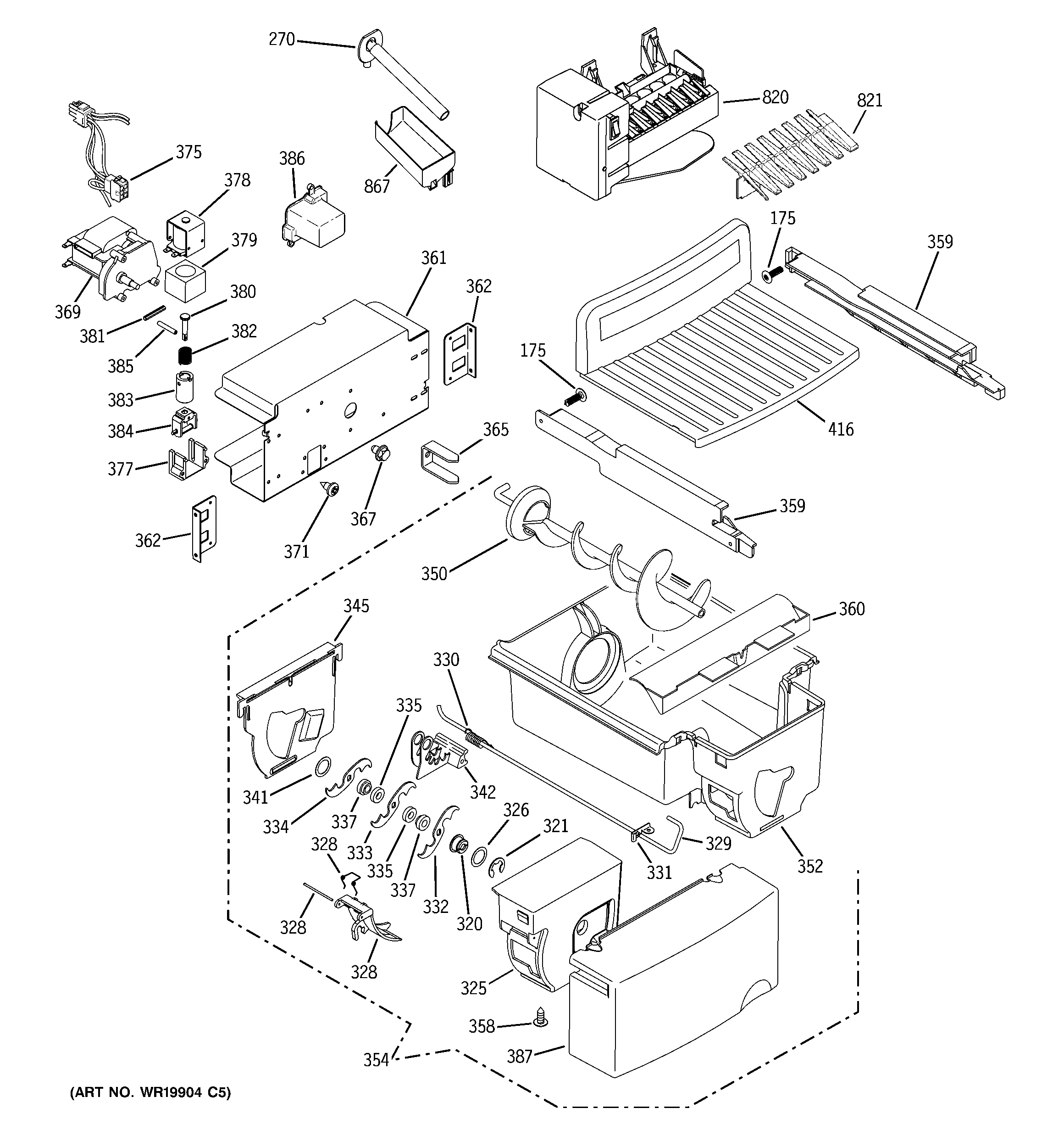 RCA RSK27NGSACCC ice maker & dispenser diagram