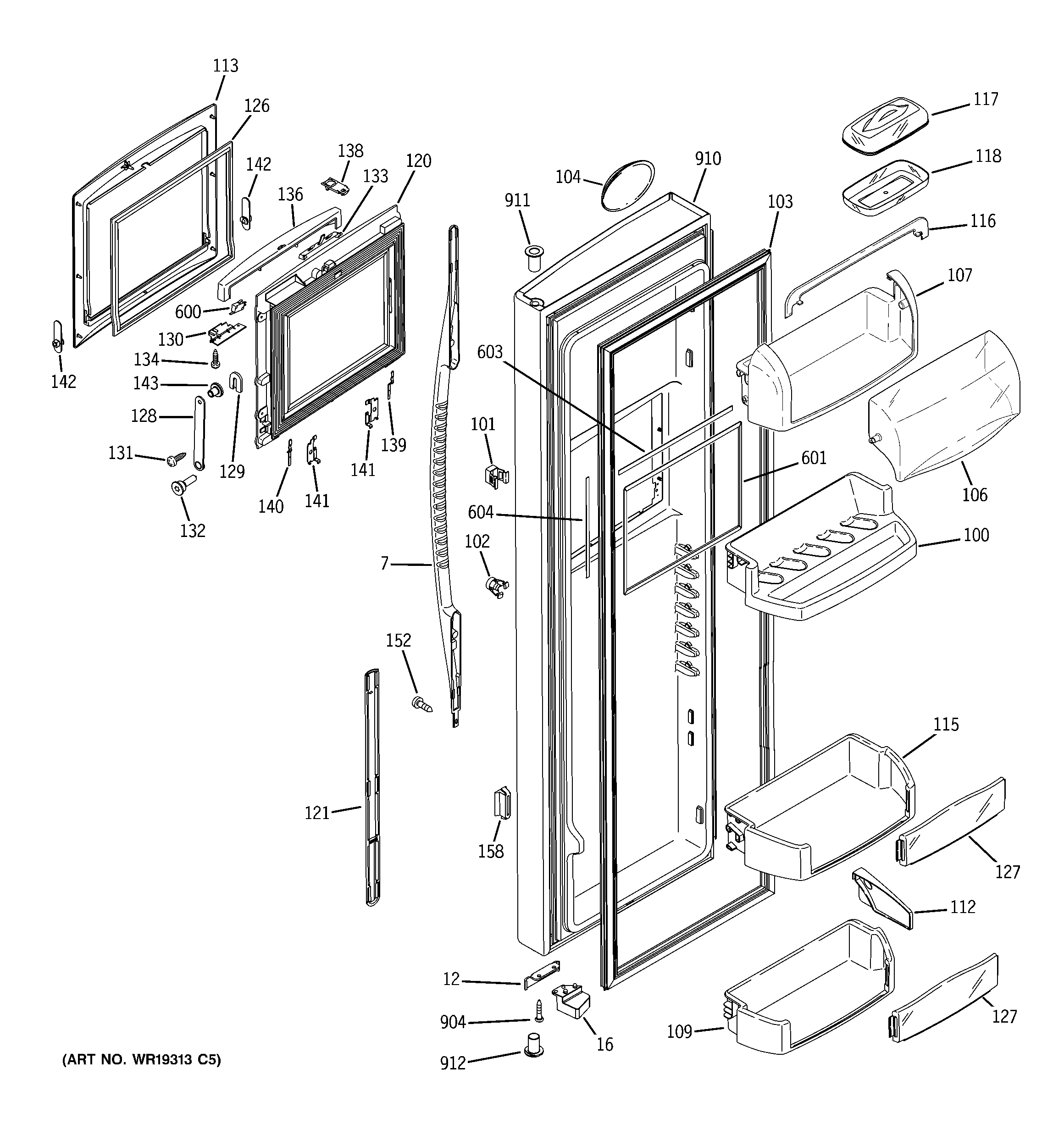 RCA RSK29NHSACCC fresh food door diagram