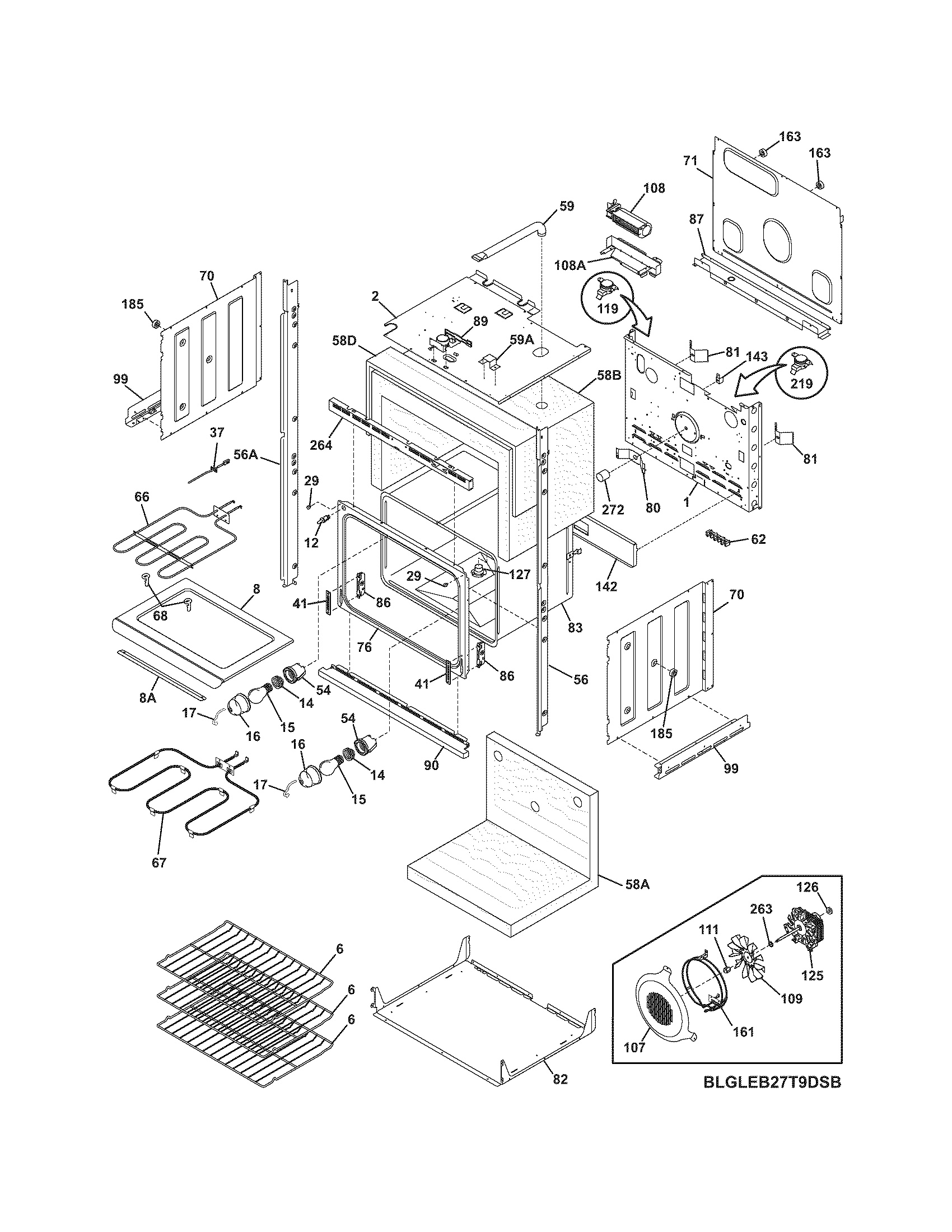 Frigidaire PLEB27T9DCC lower oven diagram