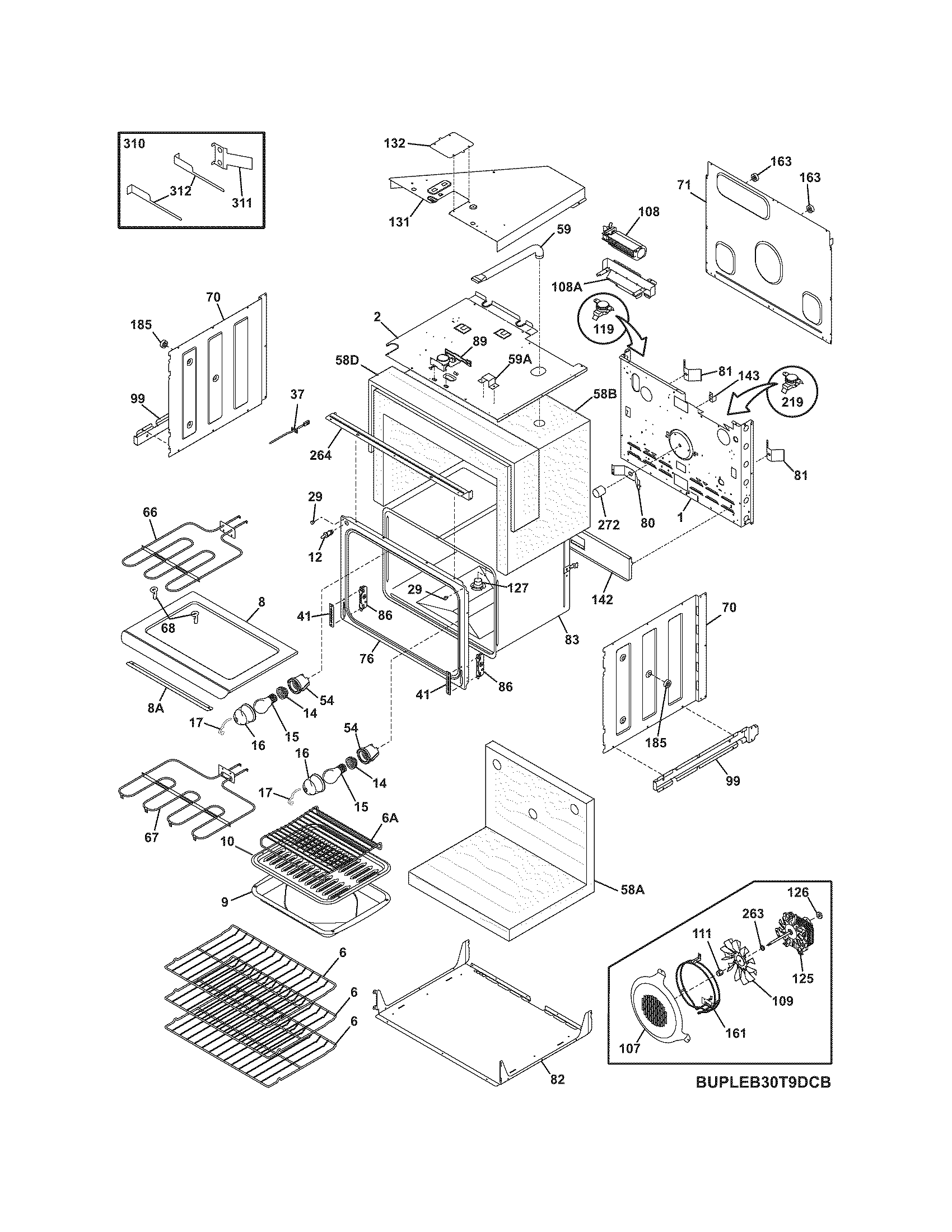 Frigidaire GLEB30T9DQC upper oven diagram