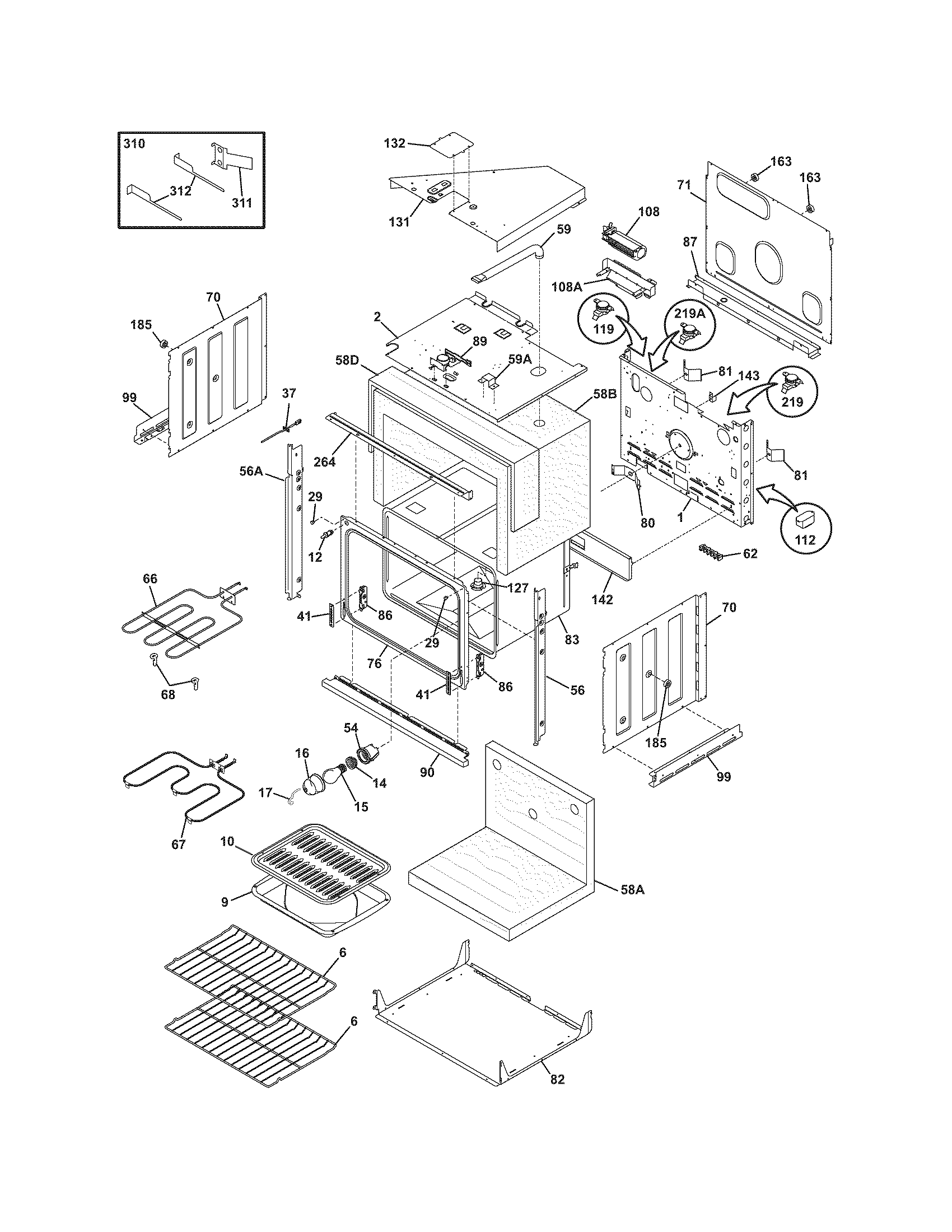 Frigidaire CFEB30S5DC3 body diagram