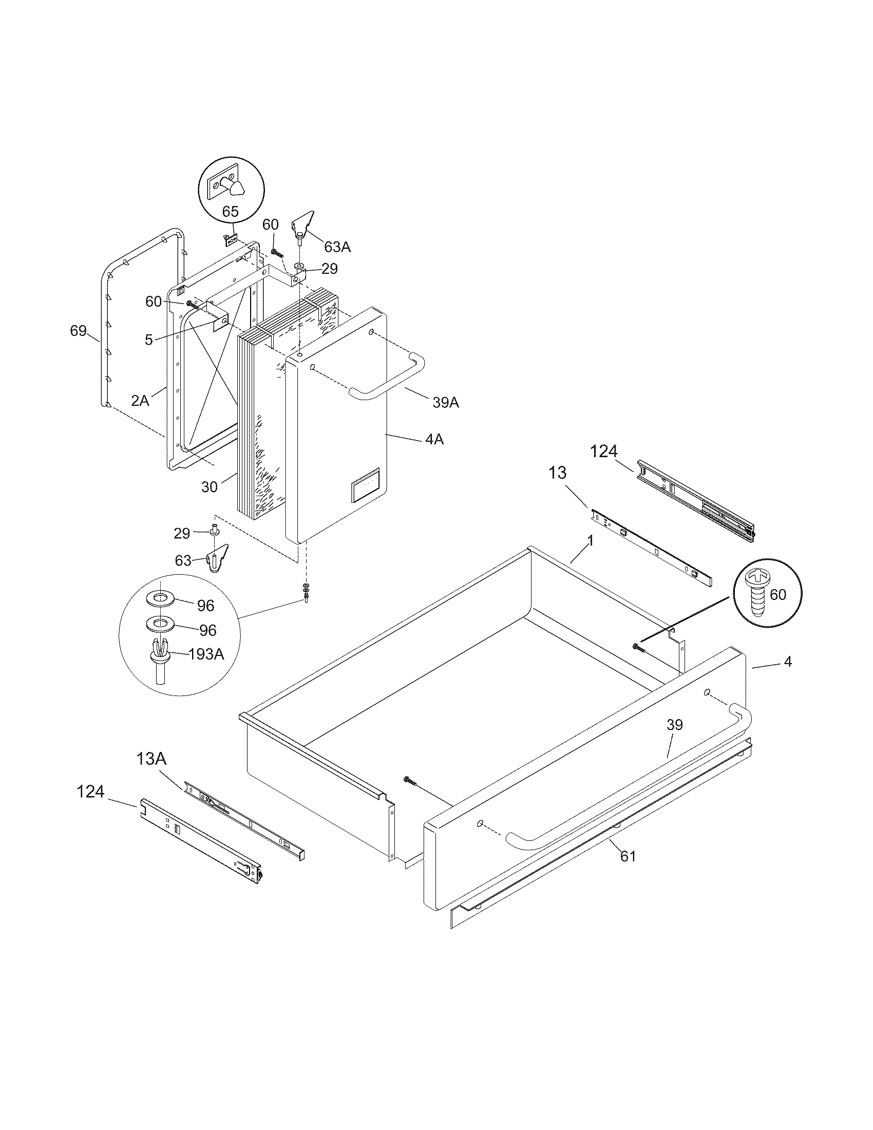 Kenmore Elite 79099513305 drawer/small door diagram