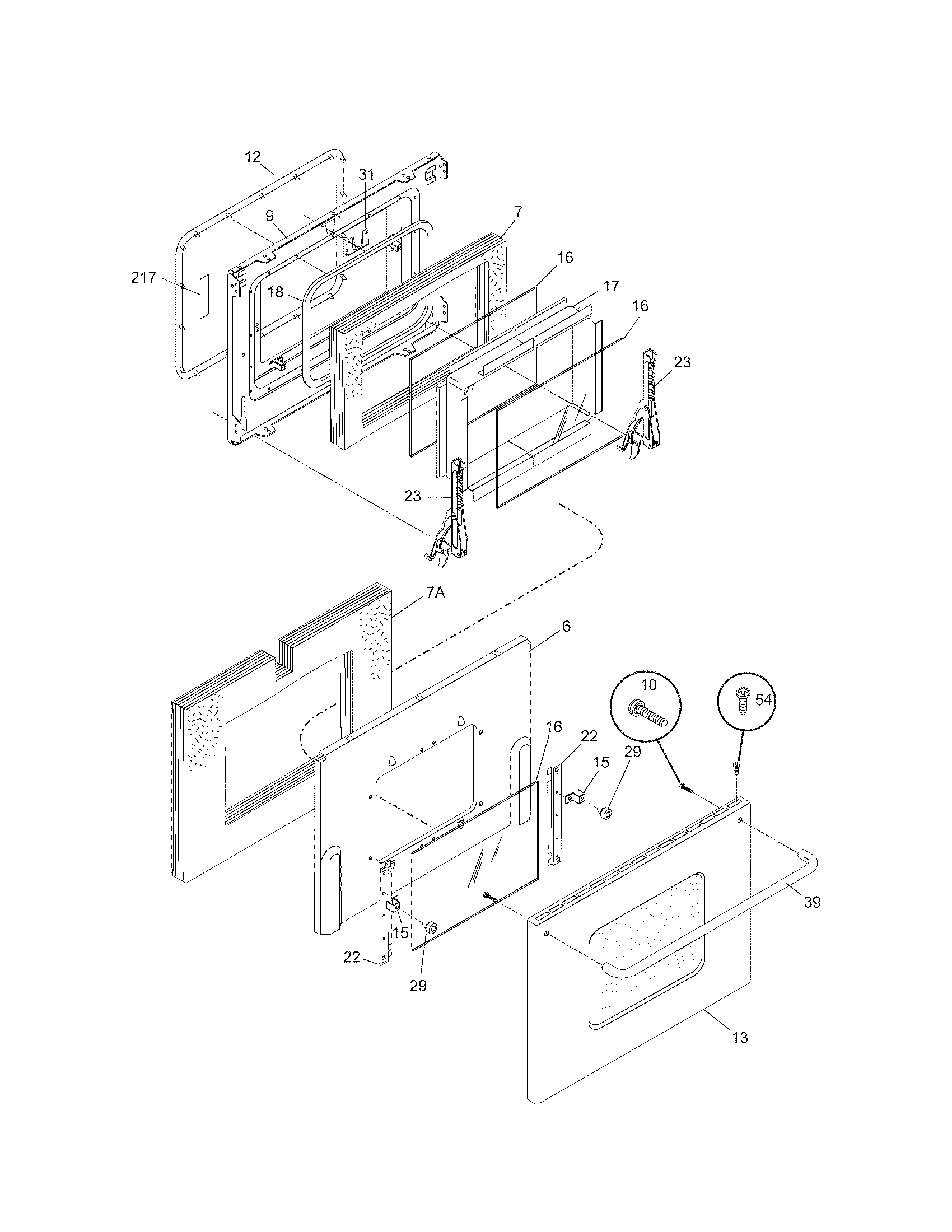 Kenmore Elite 79099513305 oven door diagram