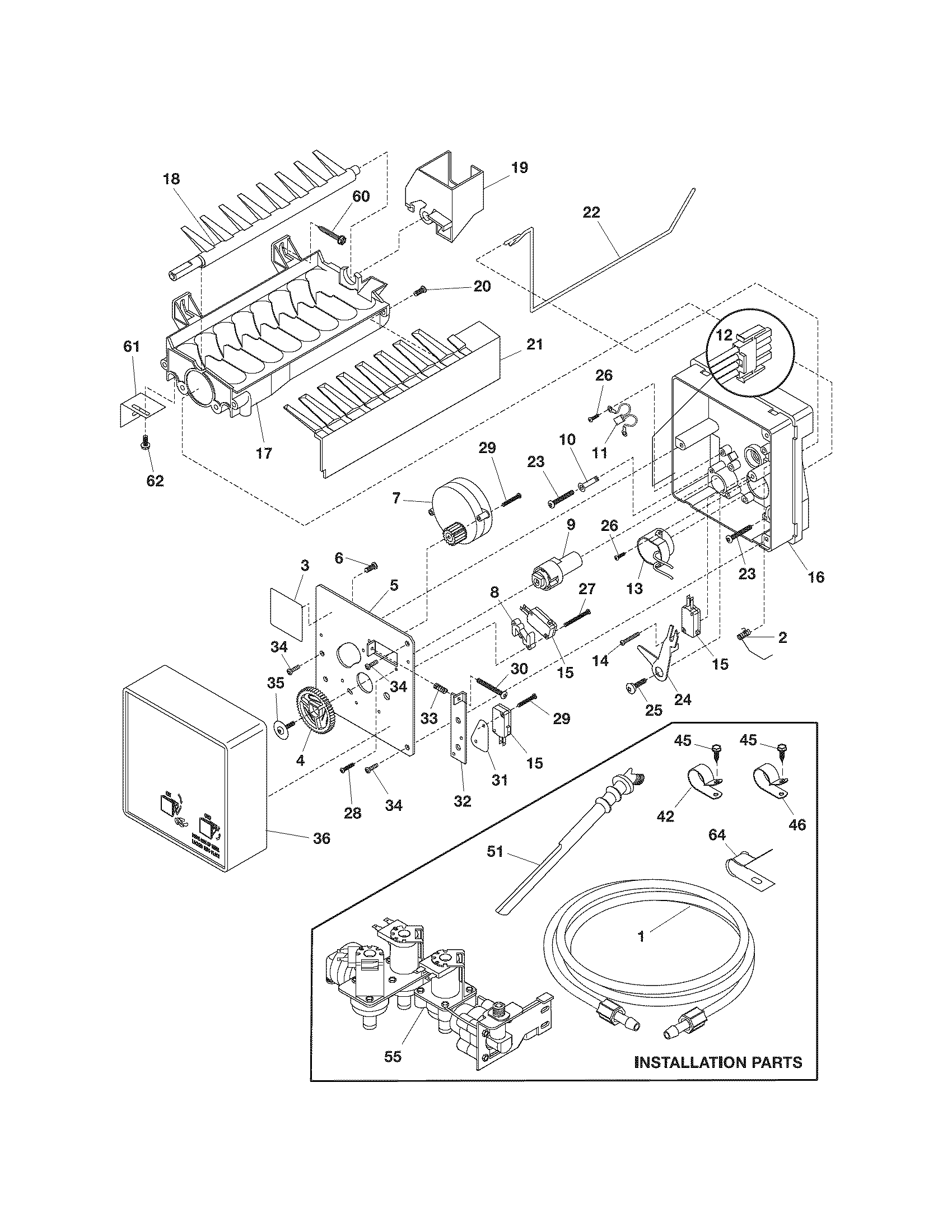 Kenmore 25357389600 ice maker diagram
