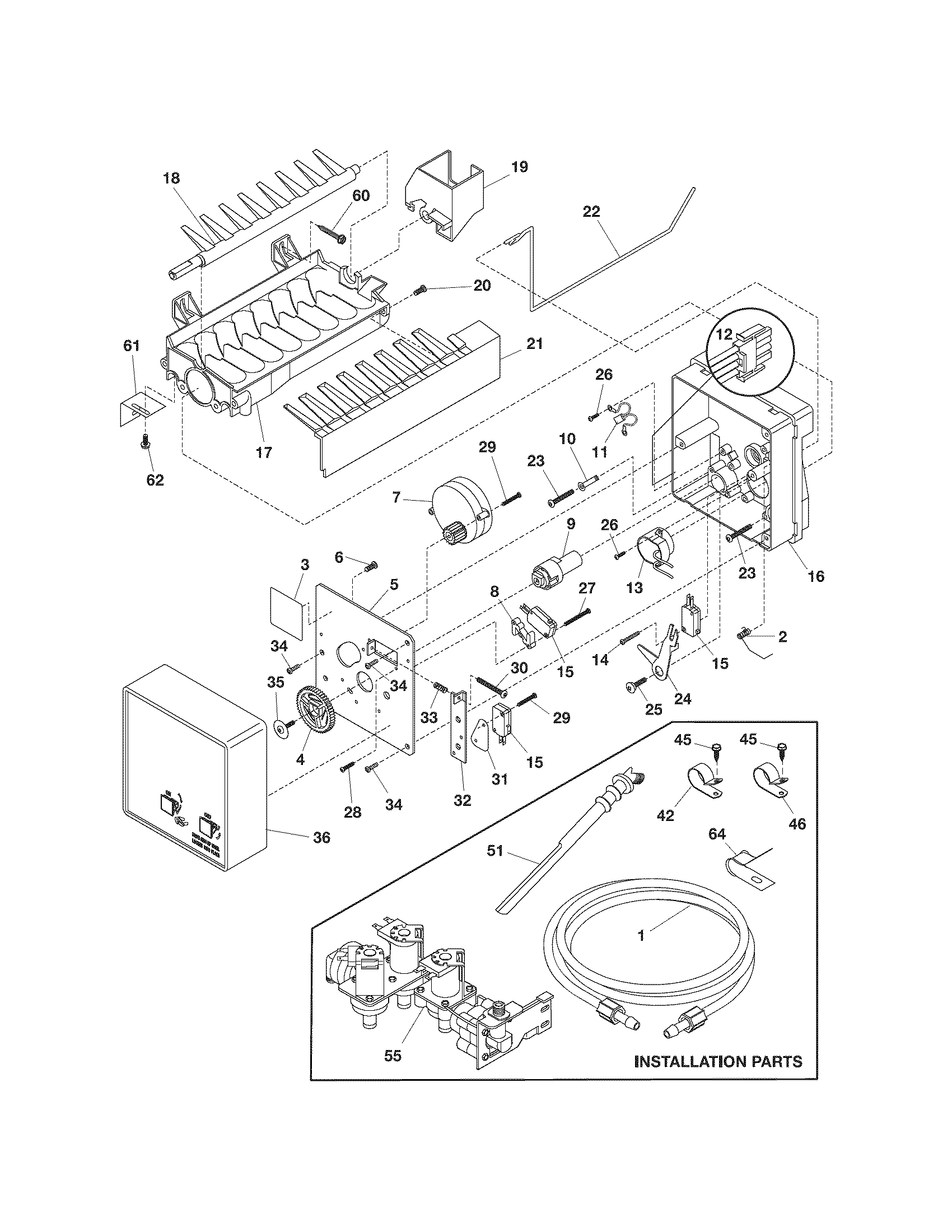 Kenmore 25356969600 ice maker diagram