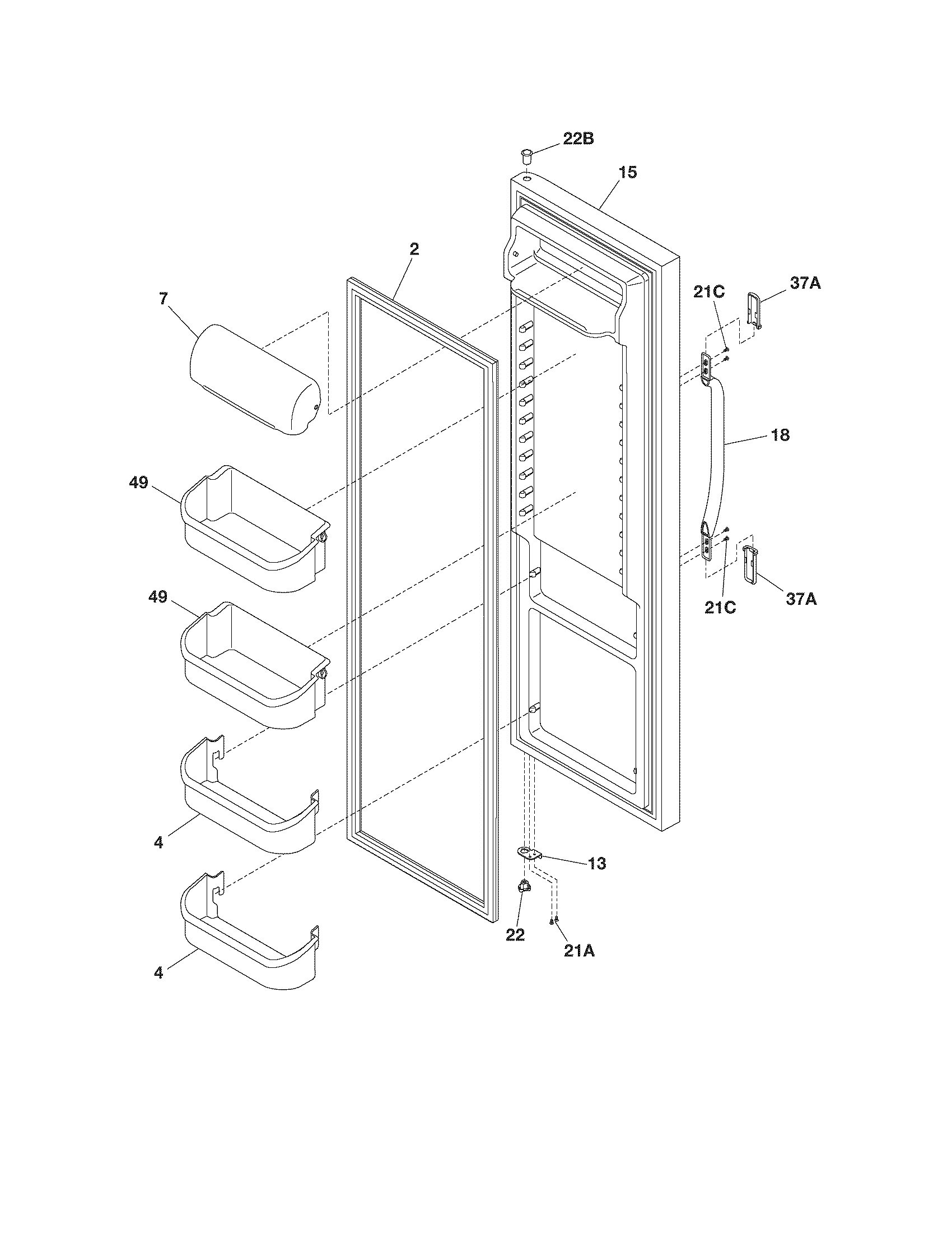 Frigidaire FRS3R3EW0 refrigerator door diagram