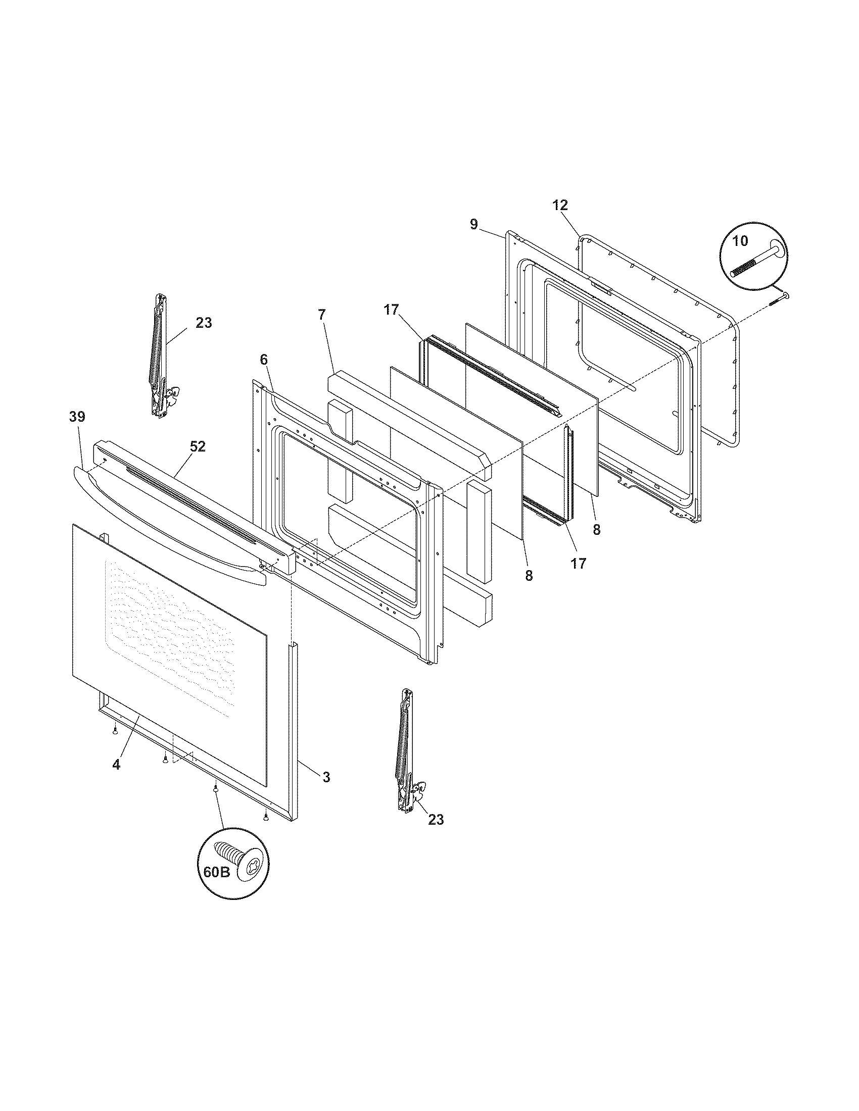 Frigidaire GLEFM397DBF door diagram