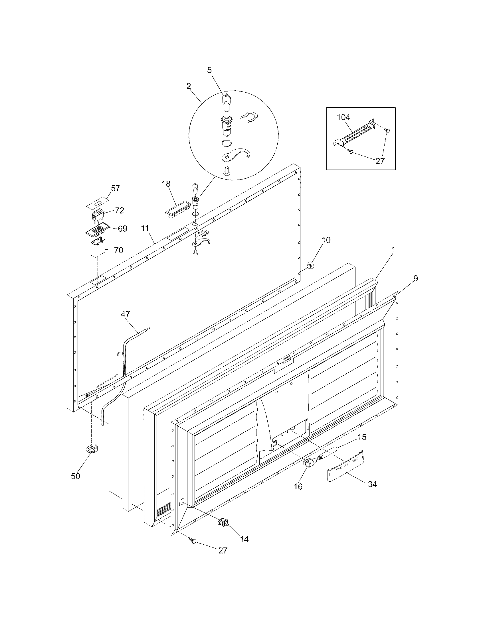 Frigidaire FCCS151FW0 door diagram