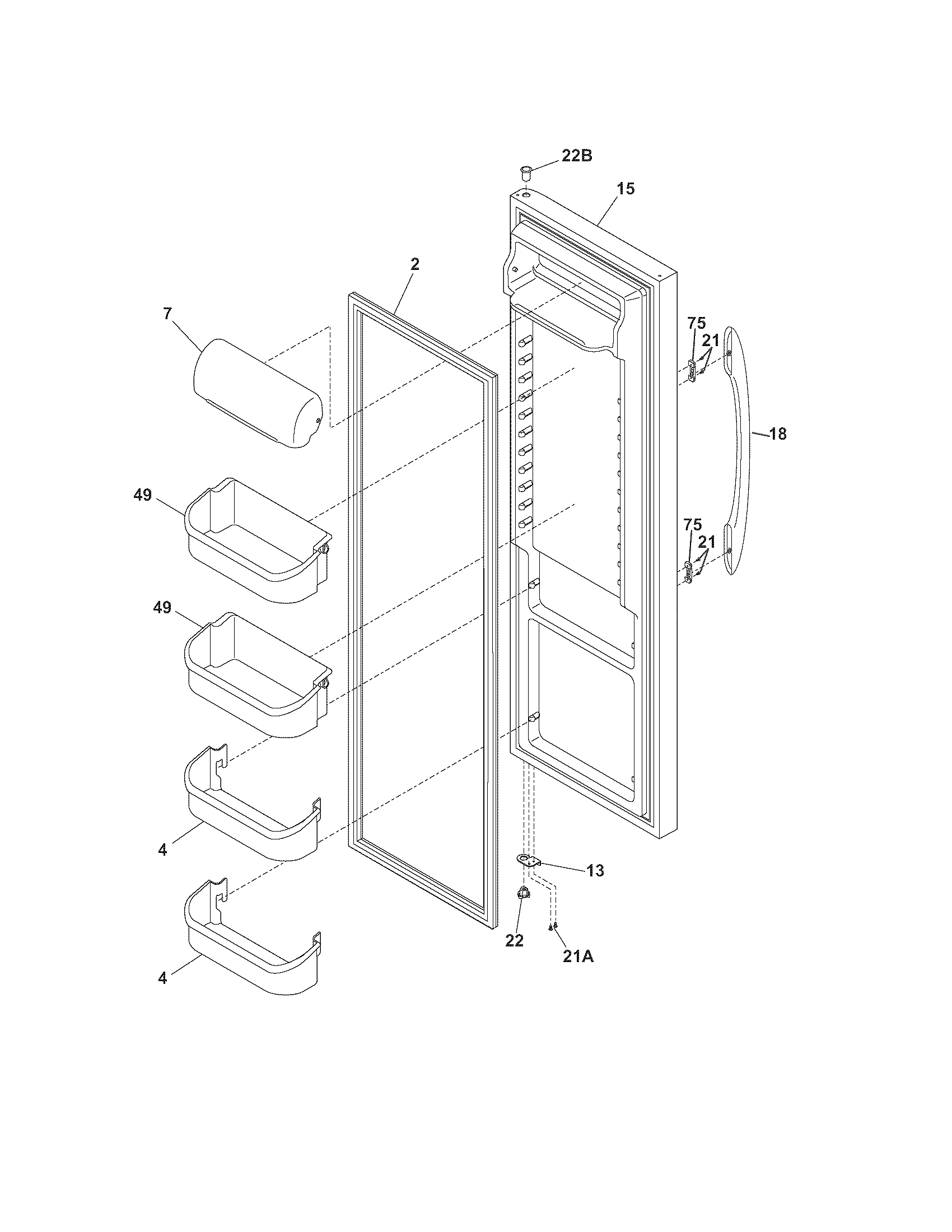 Kenmore 25356953600 refrigerator door diagram