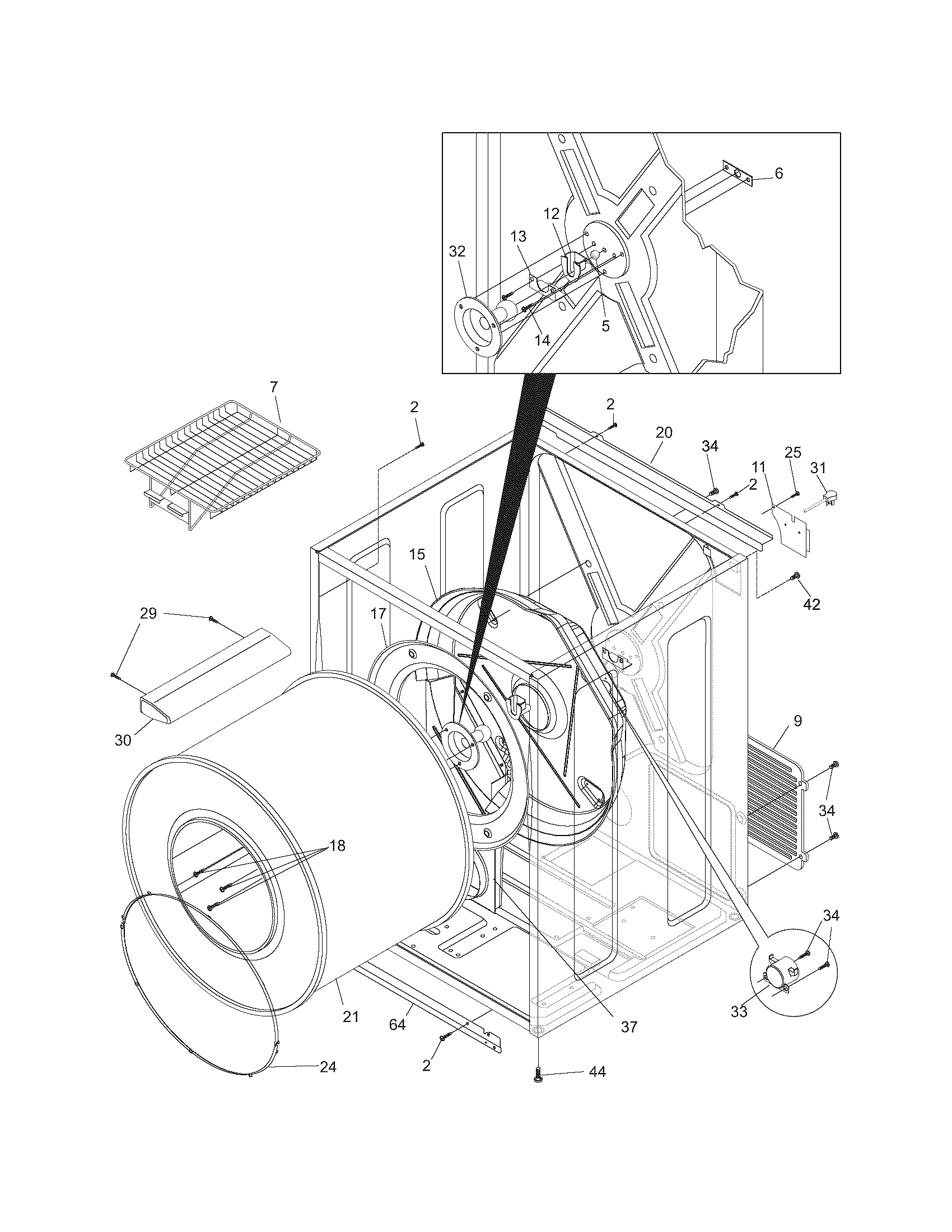 Frigidaire LGQ6000ES0 cabinet/drum diagram