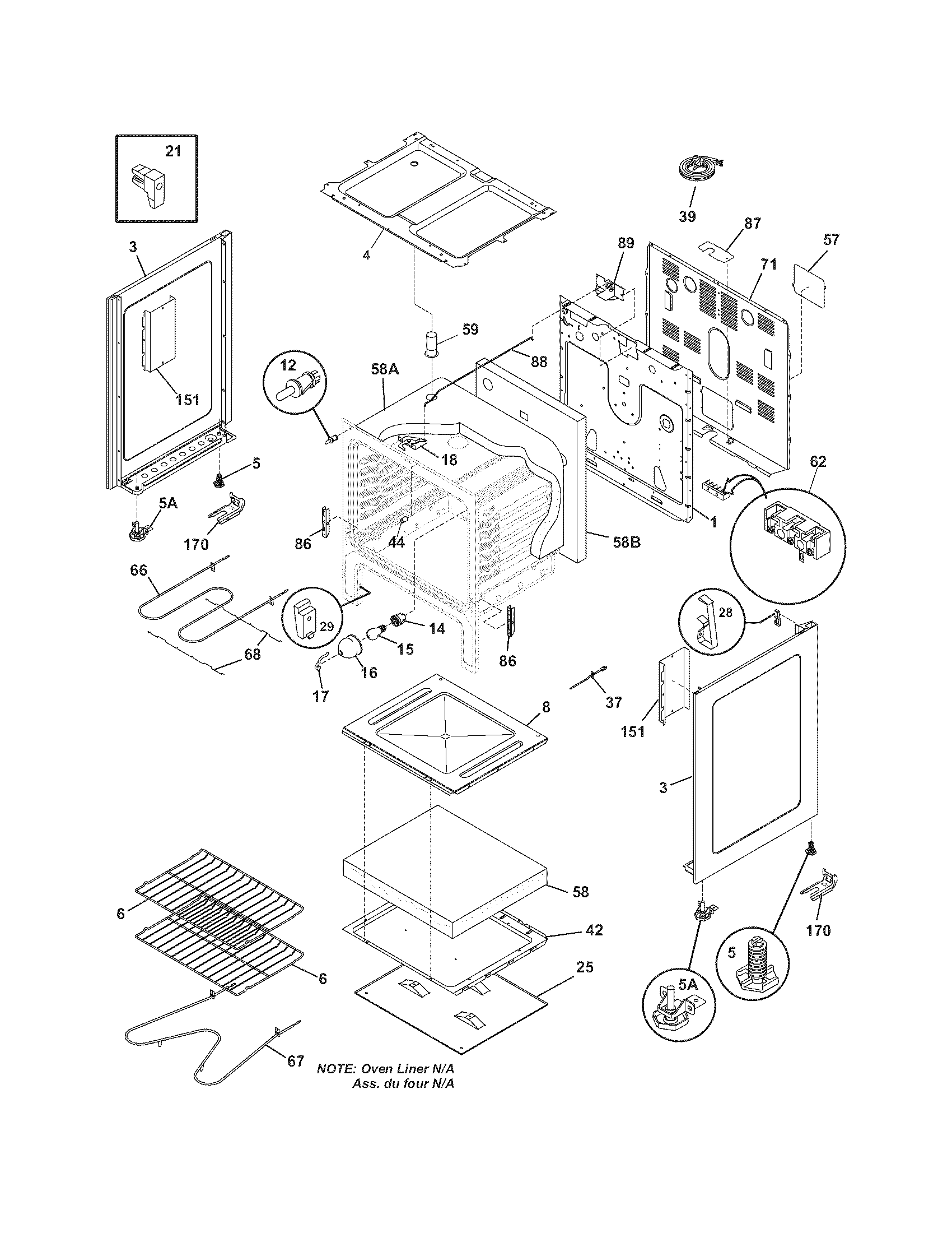 Frigidaire CFEF355FBA body diagram