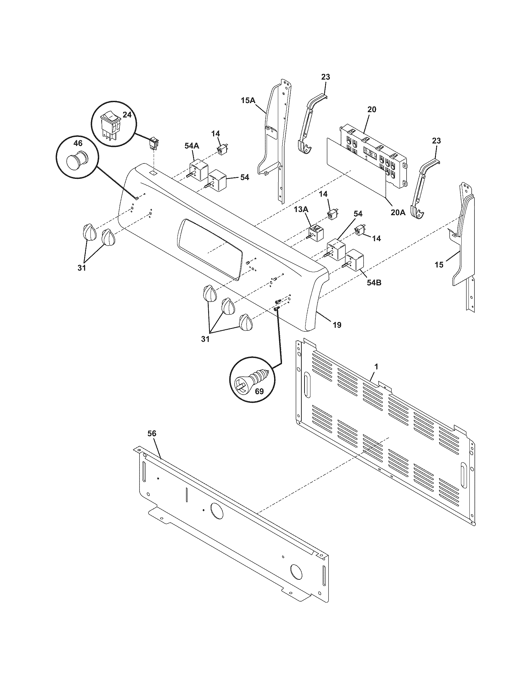 Frigidaire FEFL64FSA backguard diagram
