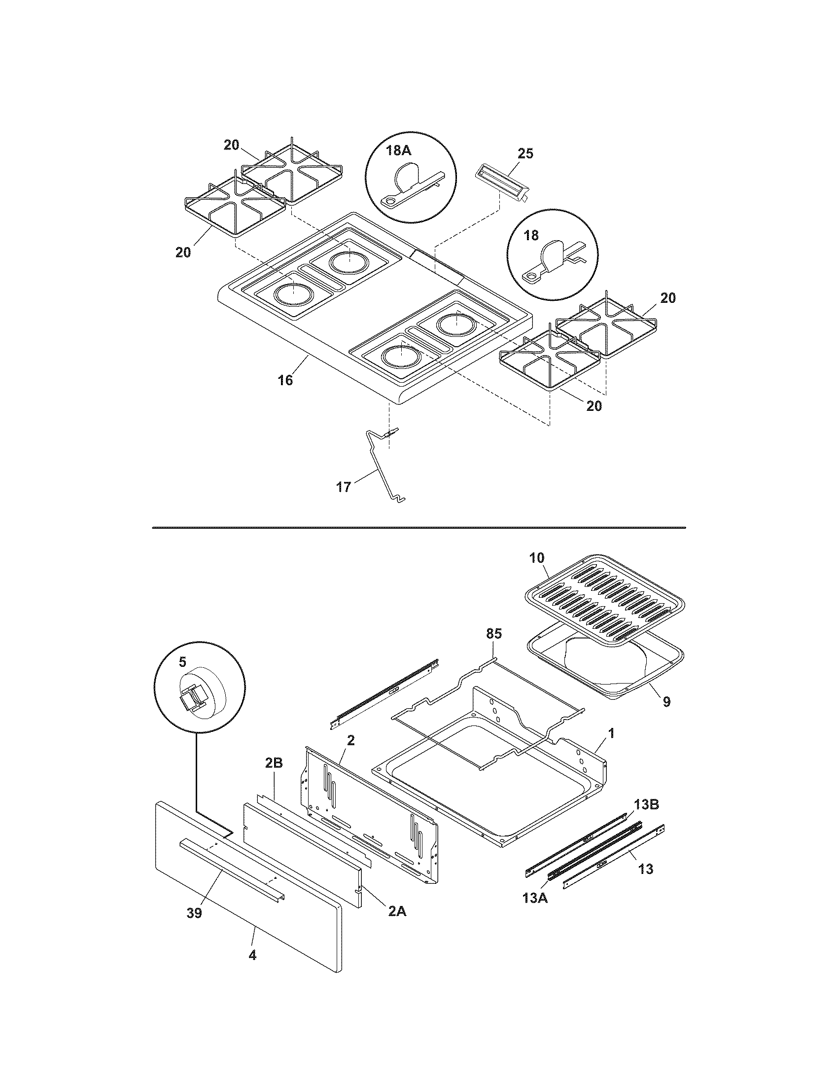 Kenmore 79070281403 top/drawer diagram