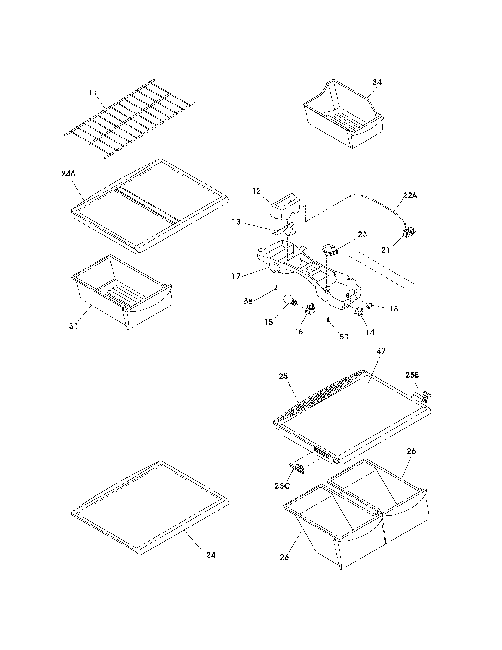 Kenmore 2537481040E shelves diagram