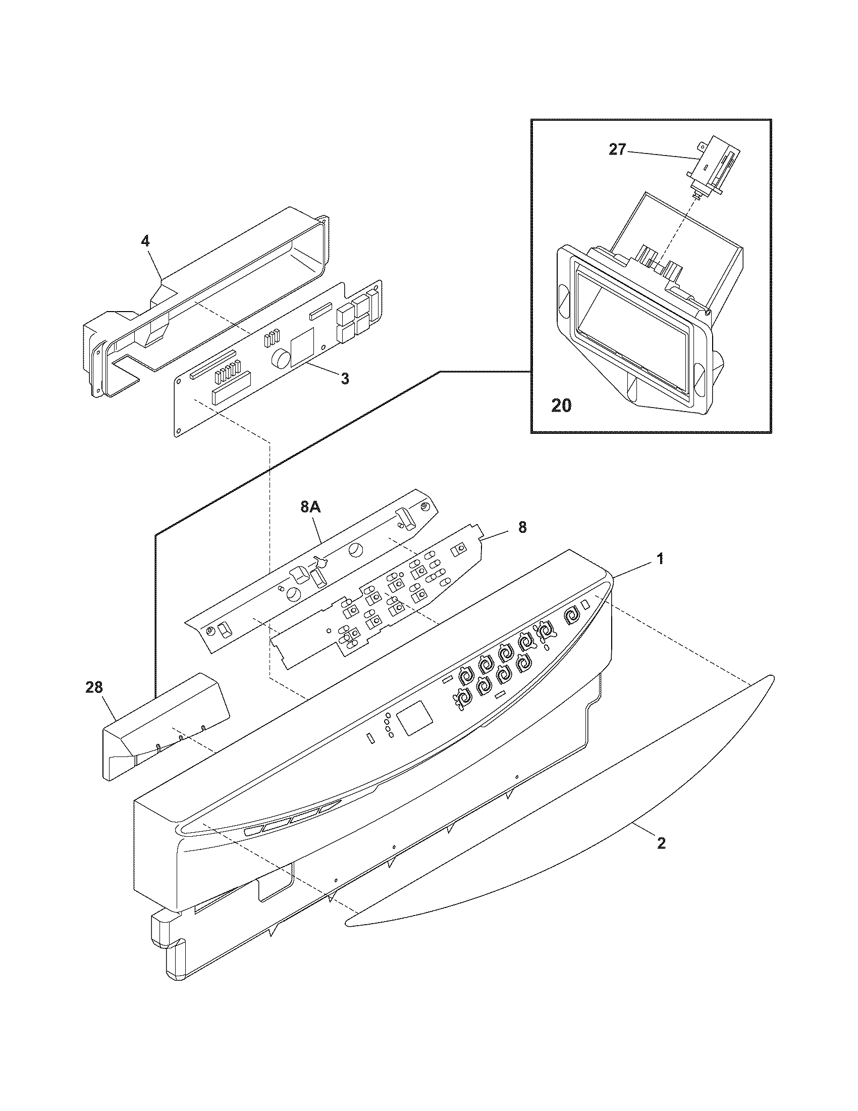 Frigidaire FDB2000RFC0 control panel diagram