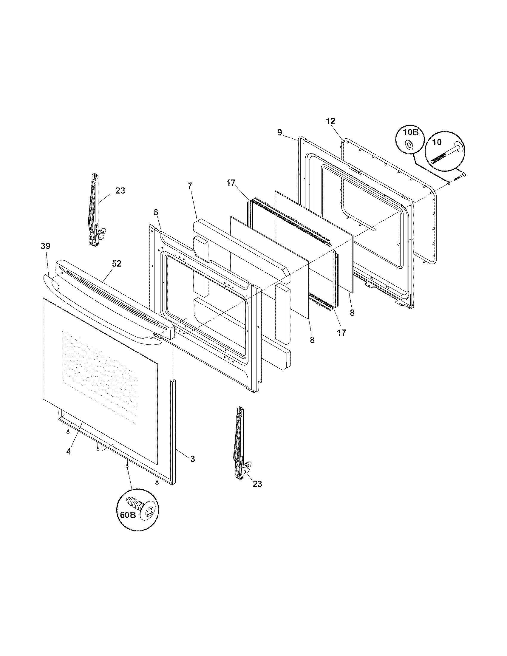 Frigidaire FGFL79DSF door diagram