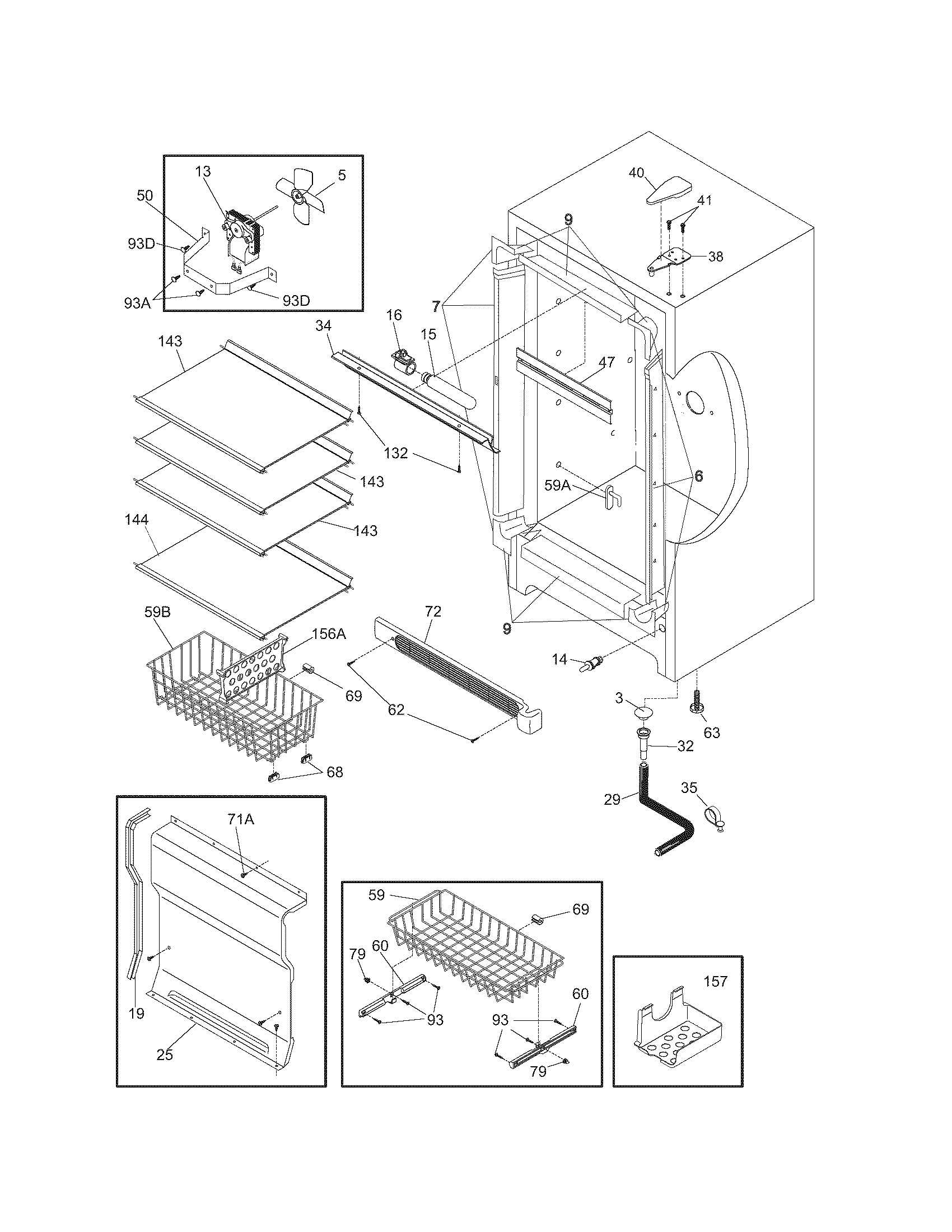 Frigidaire GLFU2067FW2 cabinet diagram