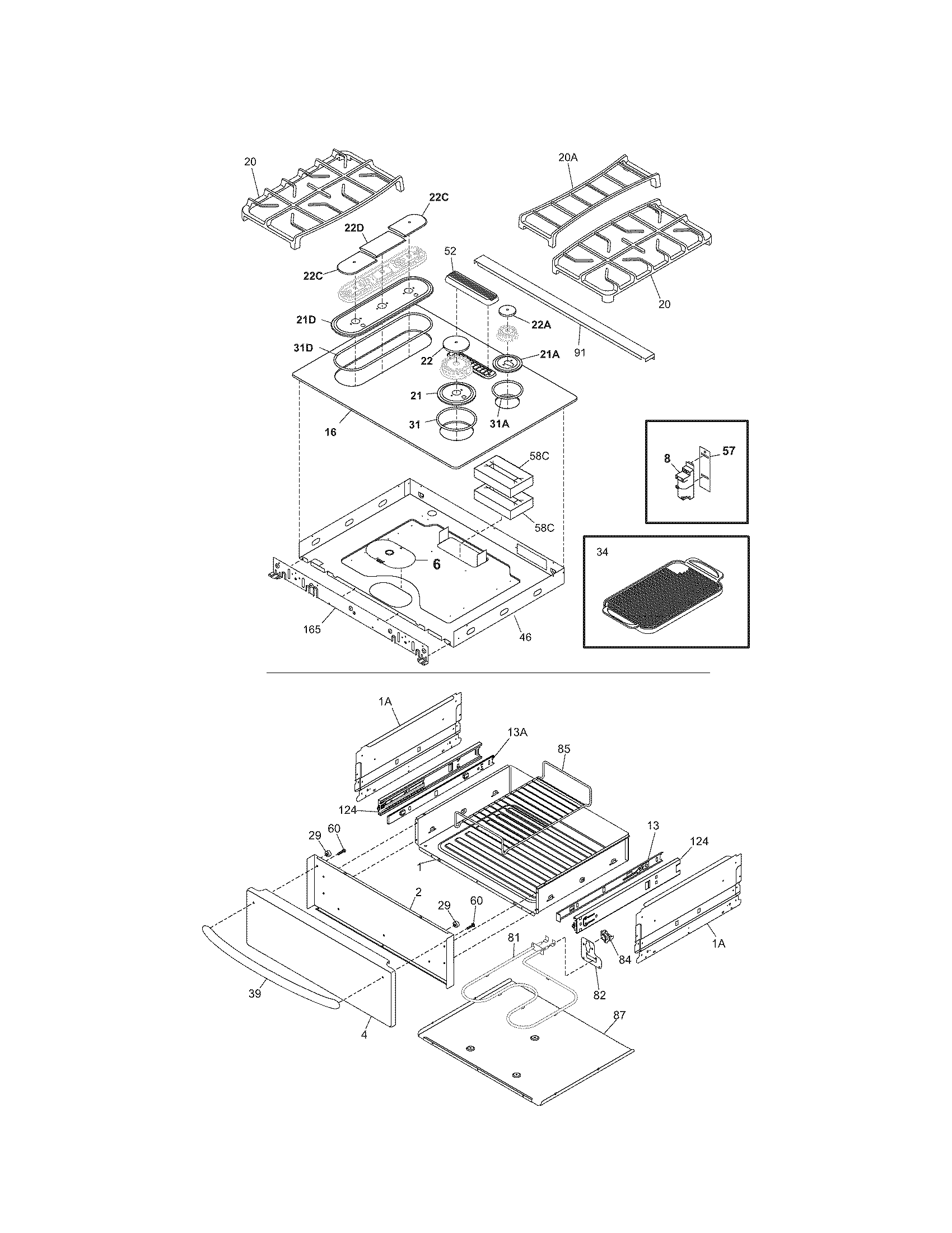 Kenmore Elite 79036714503 top/drawer diagram