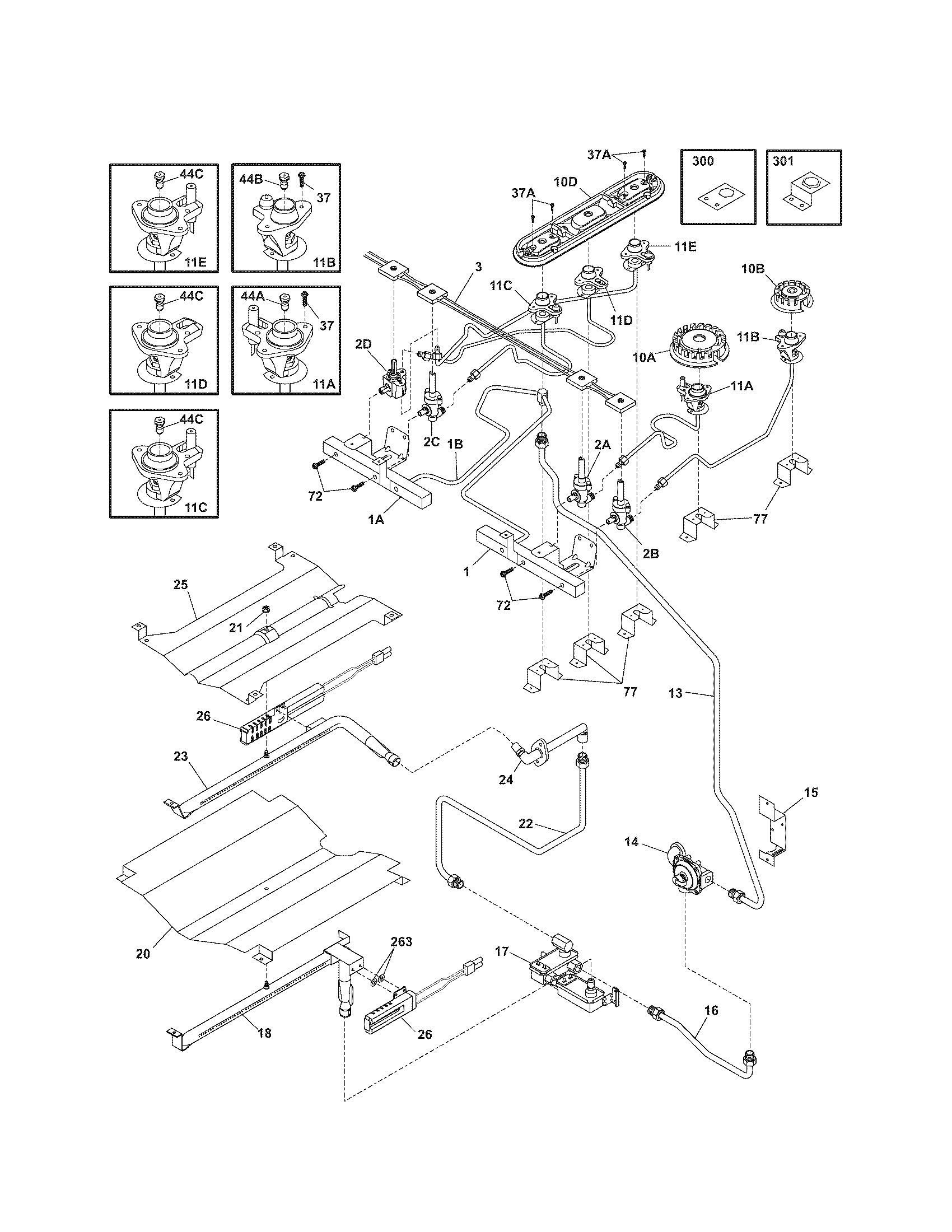 Kenmore Elite 79036713502 burner diagram
