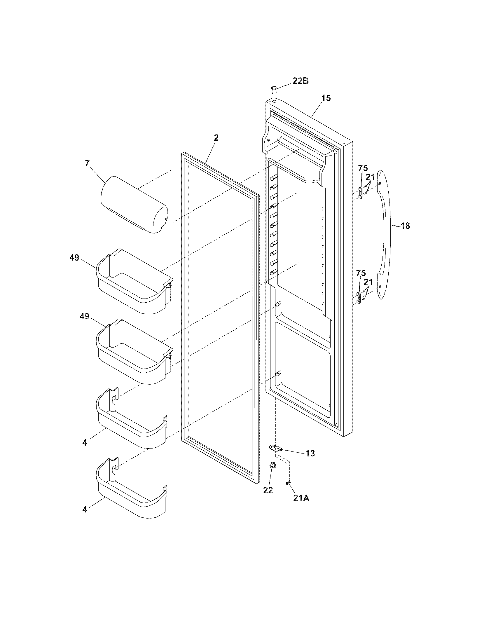 Kenmore 25357392600 refrigerator door diagram