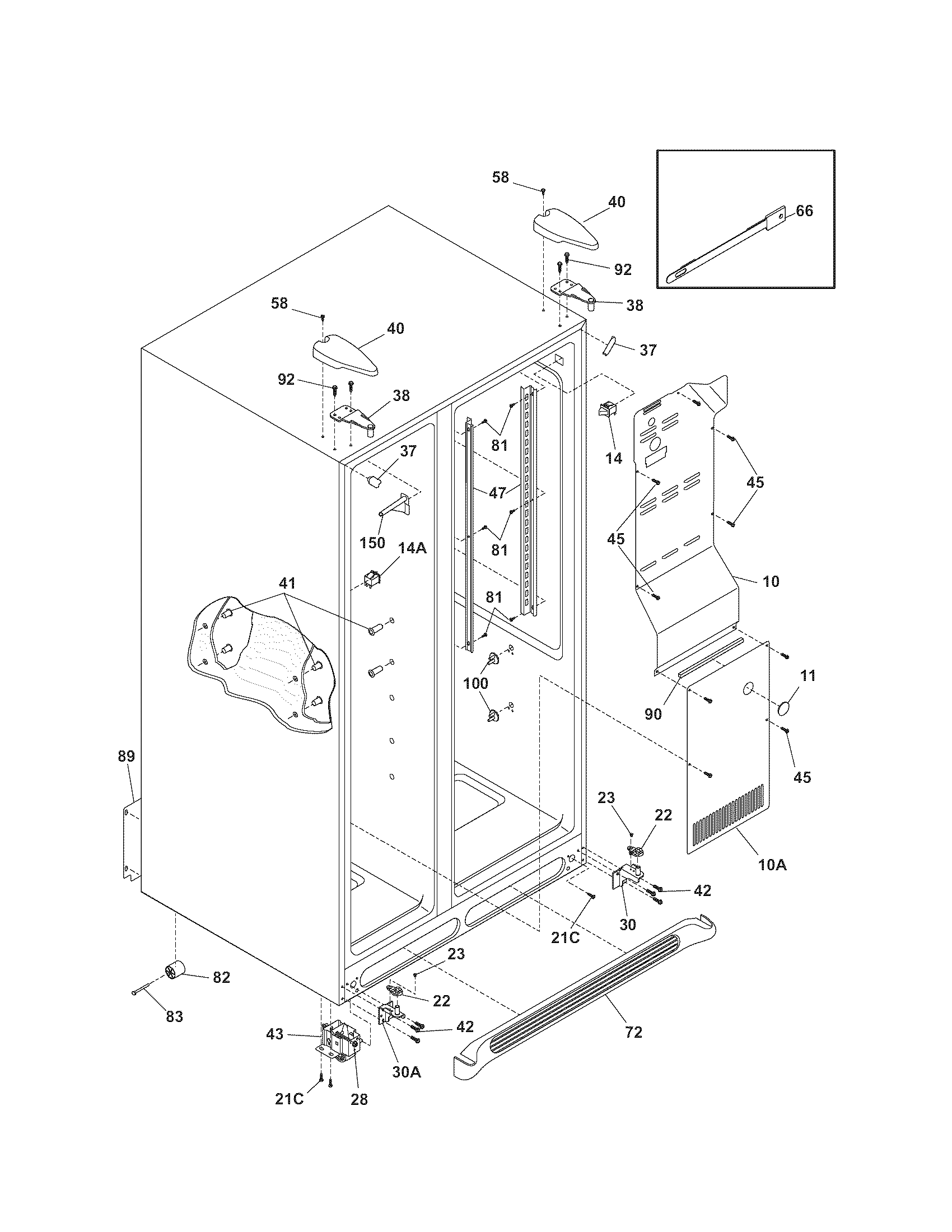 Kenmore 2535628240A cabinet diagram
