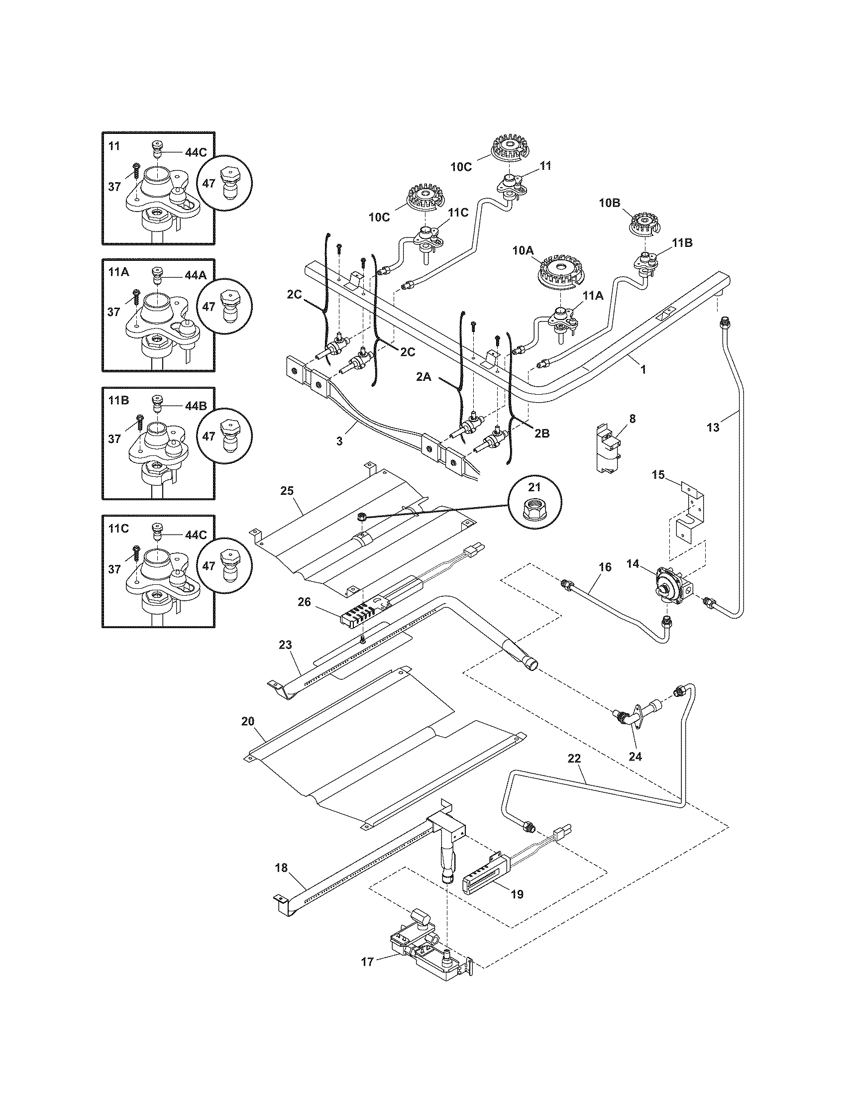 Kenmore 79078614406 burner diagram