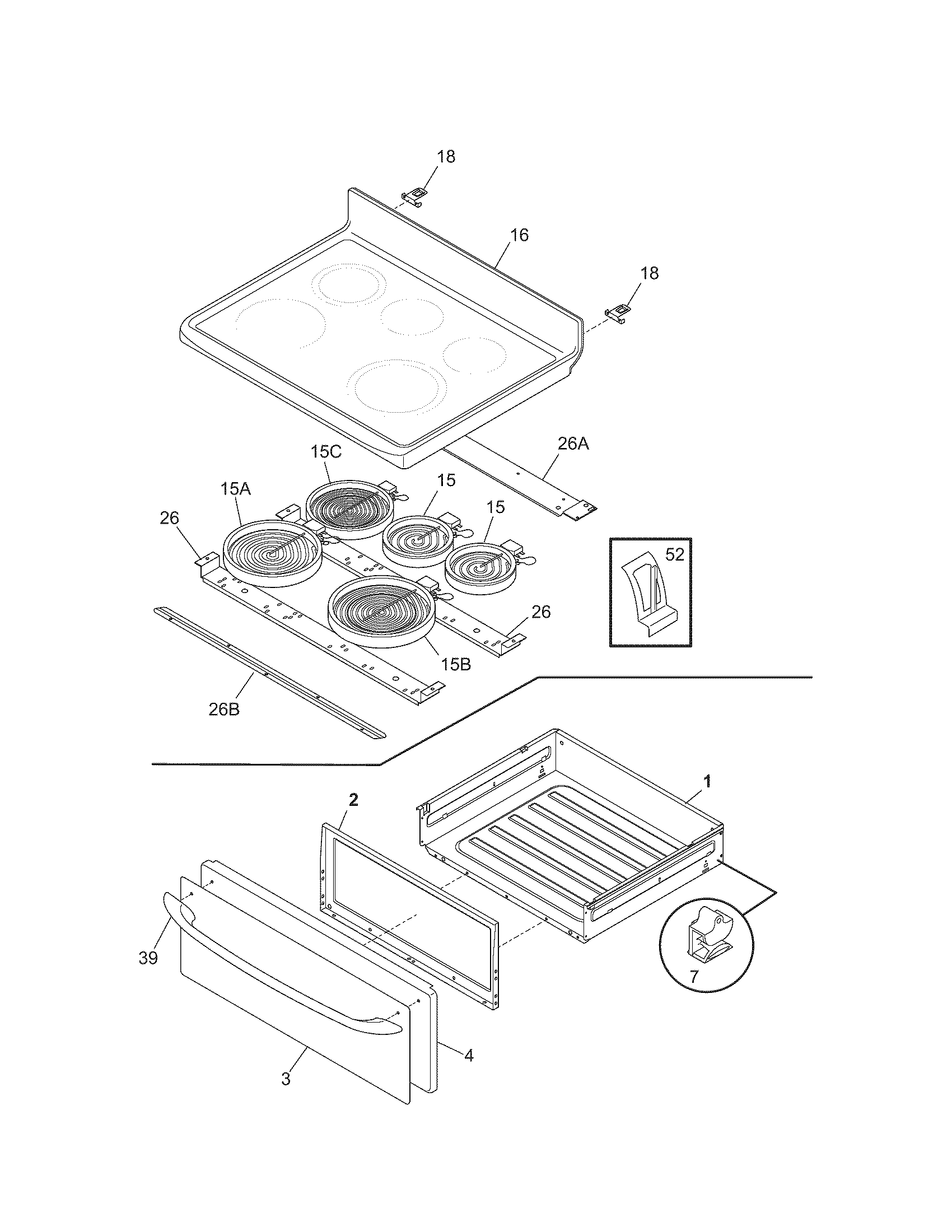 Kenmore 79096603501 top/drawer diagram